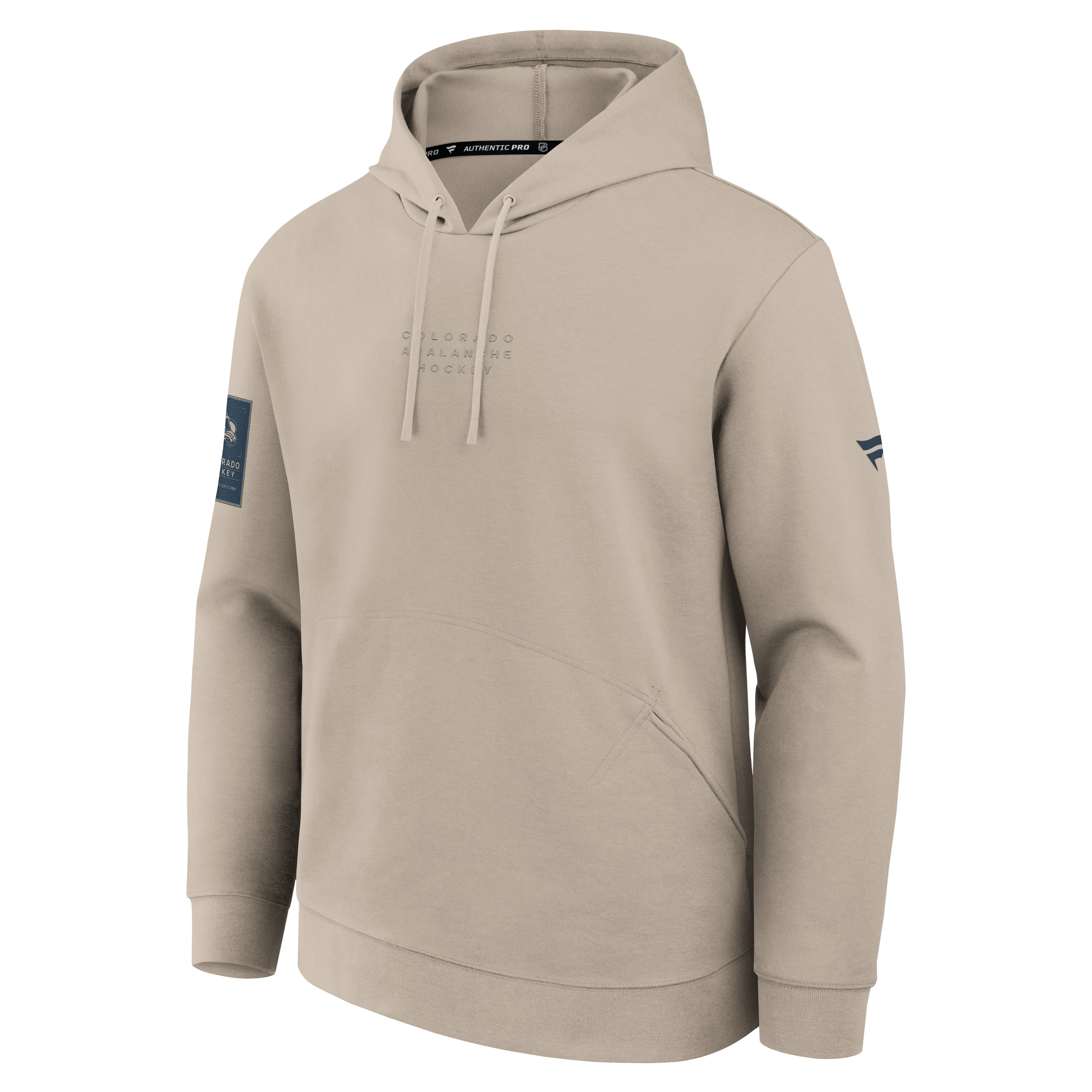 Sweat à capuche Fanatics pour homme, beige clair, Colorado Avalanche Authentic Pro Road