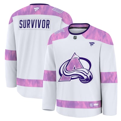 Colorado Avalanche Fanatics Hockey Fights Cancer Survivor Practice Jersey - White
