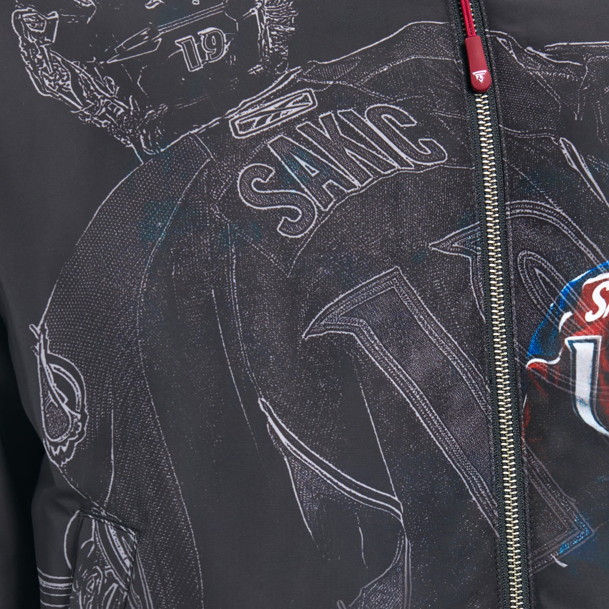 Veste bomber réversible zippée intégrale FE Joe Sakic Charcoal Colorado Avalanche pour homme