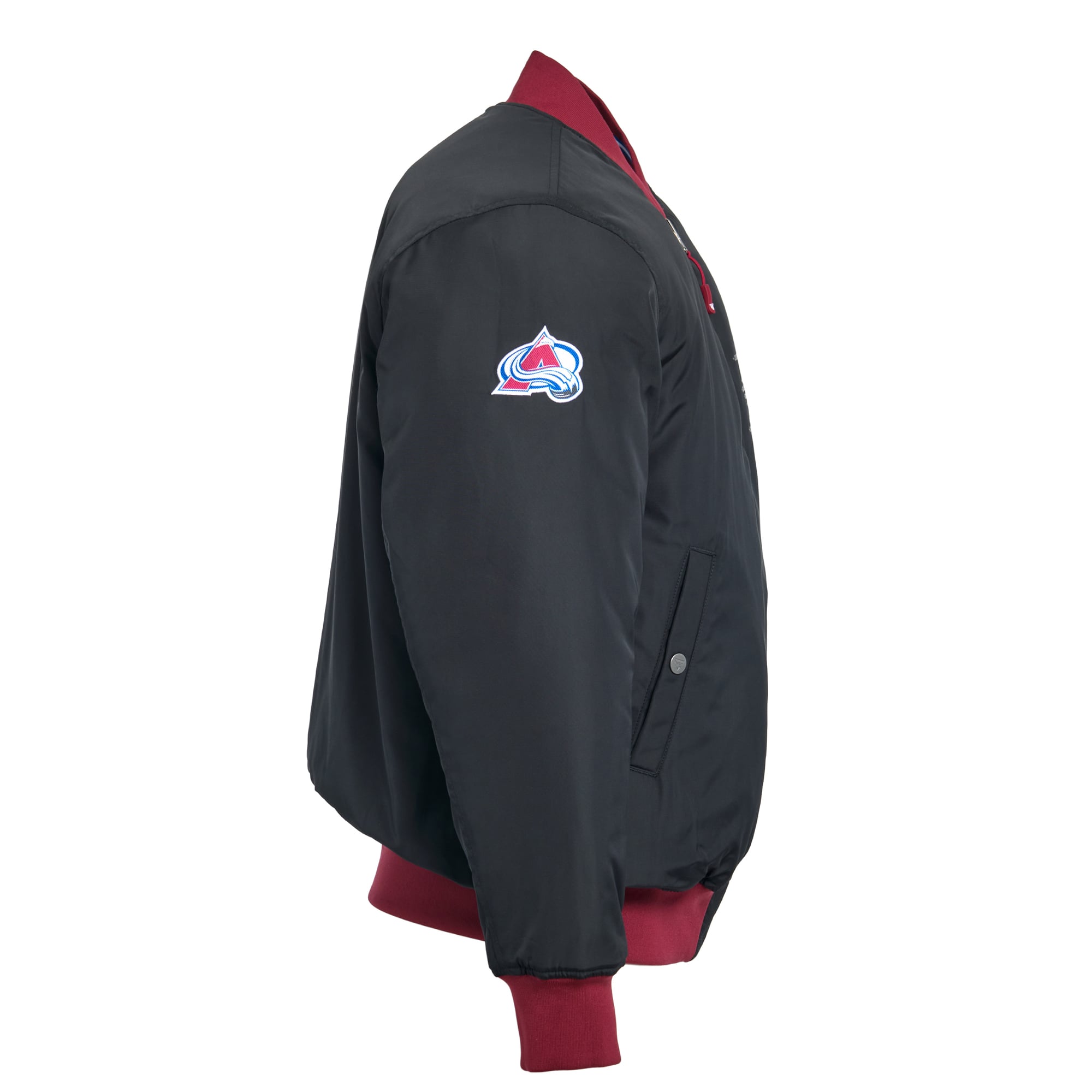Veste bomber réversible zippée intégrale FE Joe Sakic Charcoal Colorado Avalanche pour homme