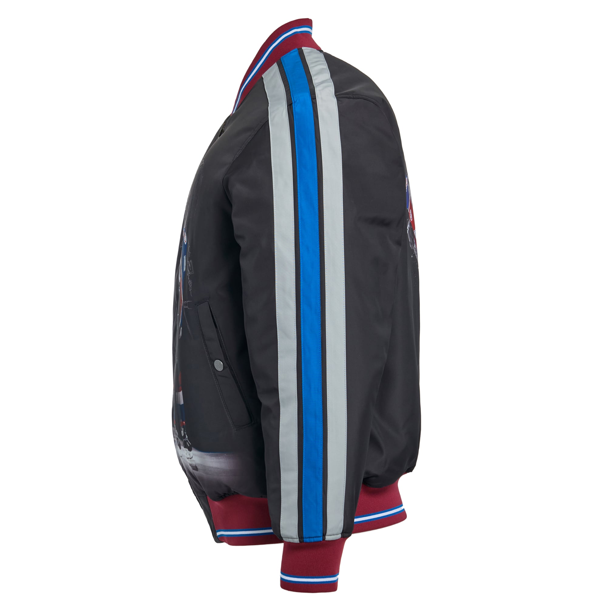 Veste bomber réversible zippée intégrale FE Joe Sakic Charcoal Colorado Avalanche pour homme