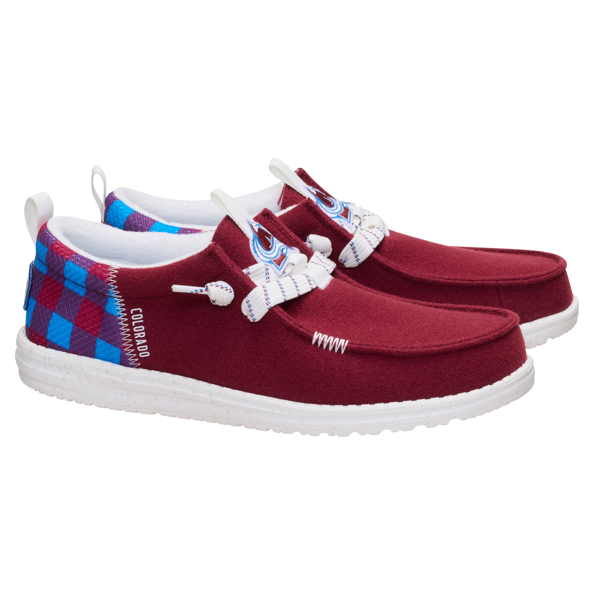 Chaussures décontractées à enfiler pour hommes Hey Dude Burgundy Colorado Avalanche Wally Funk