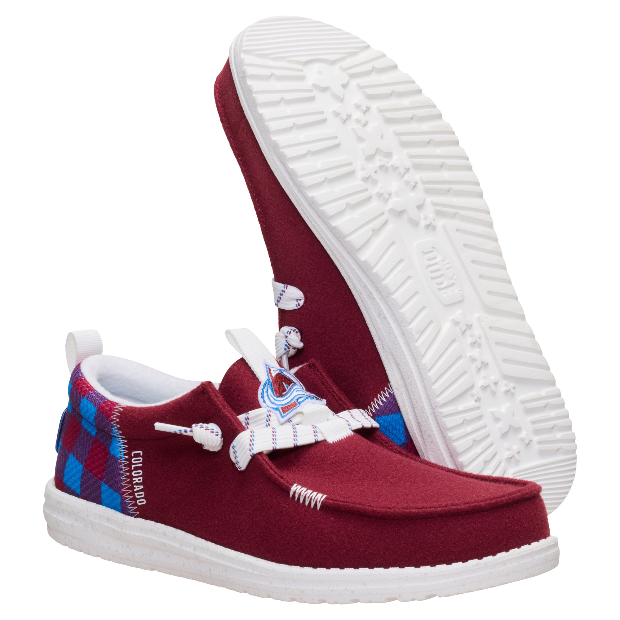 Chaussures décontractées à enfiler pour hommes Hey Dude Burgundy Colorado Avalanche Wally Funk