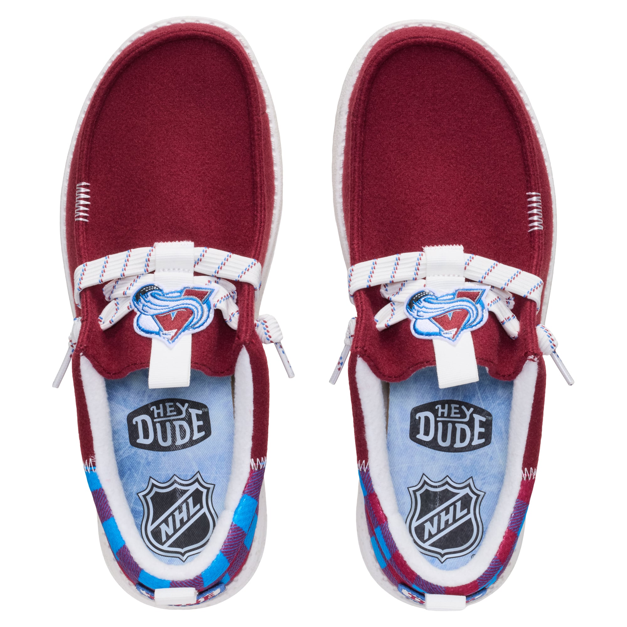 Chaussures décontractées à enfiler pour hommes Hey Dude Burgundy Colorado Avalanche Wally Funk