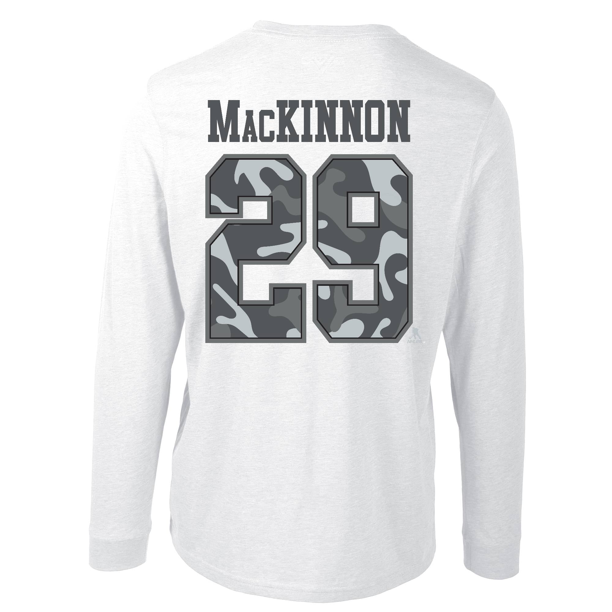 T-shirt à manches longues pour homme Levelwear Nathan MacKinnon blanc Colorado Avalanche Oscar