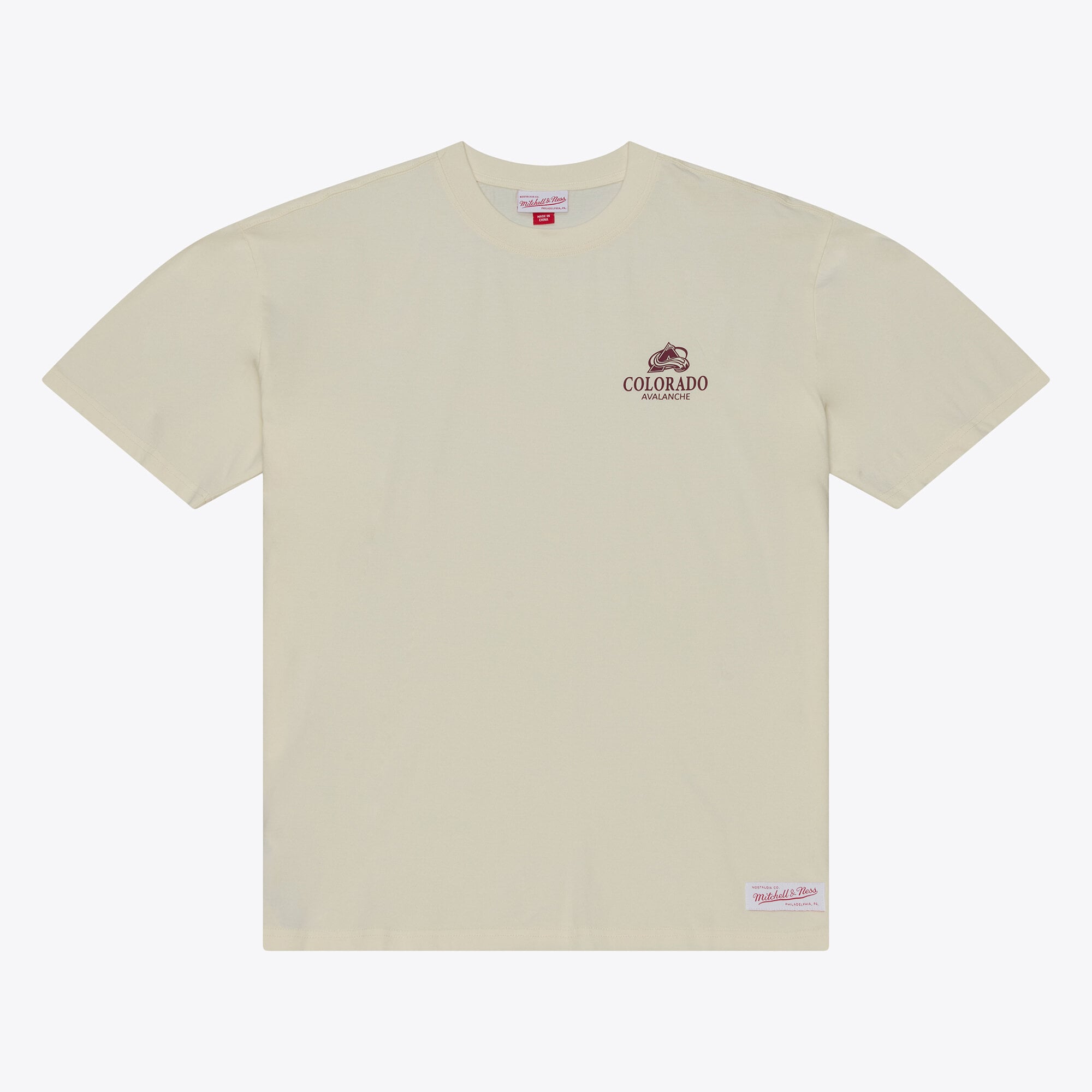 Men's Mitchell & Ness Cream Colorado Avalanche Core Essentials T-Shirt