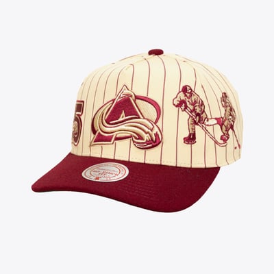  Colorado Avalanche Mitchell & Ness Retro Roots Vintage Stripe Pro Adjustable Hat - Cream