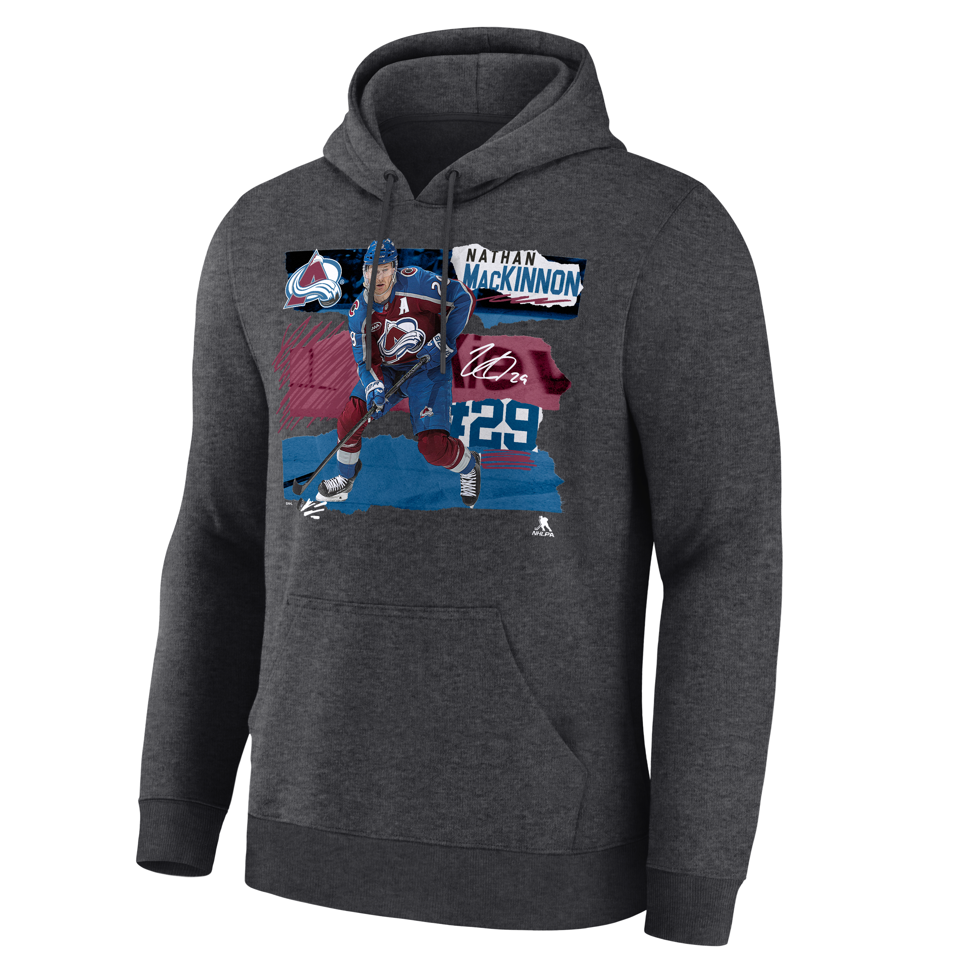 Sweat à capuche Nathan MacKinnon Charcoal Colorado Avalanche Fresh Ice pour homme
