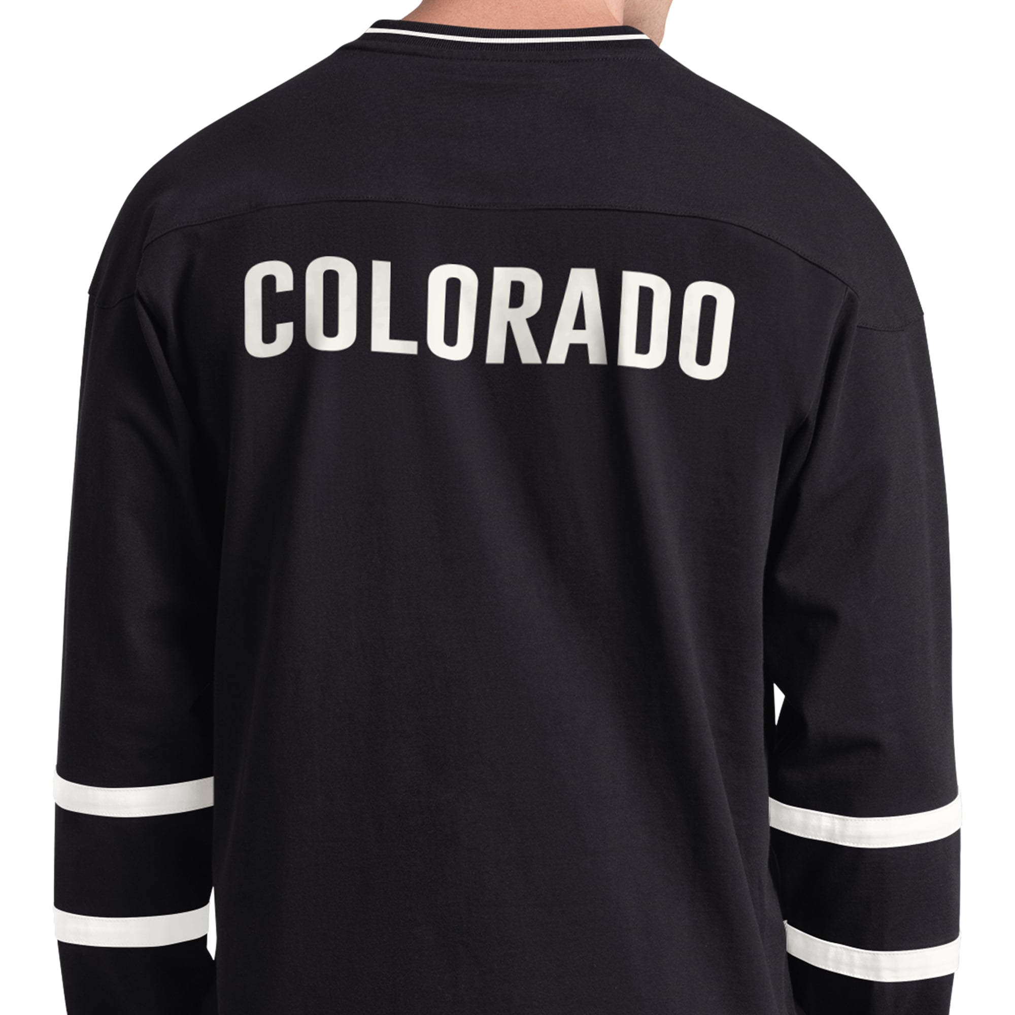 T-shirt à manches longues et col en V Starter Black Colorado Avalanche Line Up pour homme