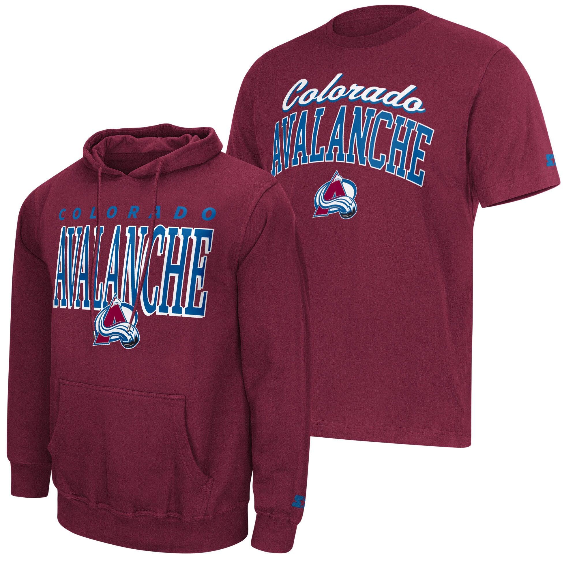 Pack t-shirt et sweat à capuche Starter bordeaux pour homme, logo Colorado Avalanche