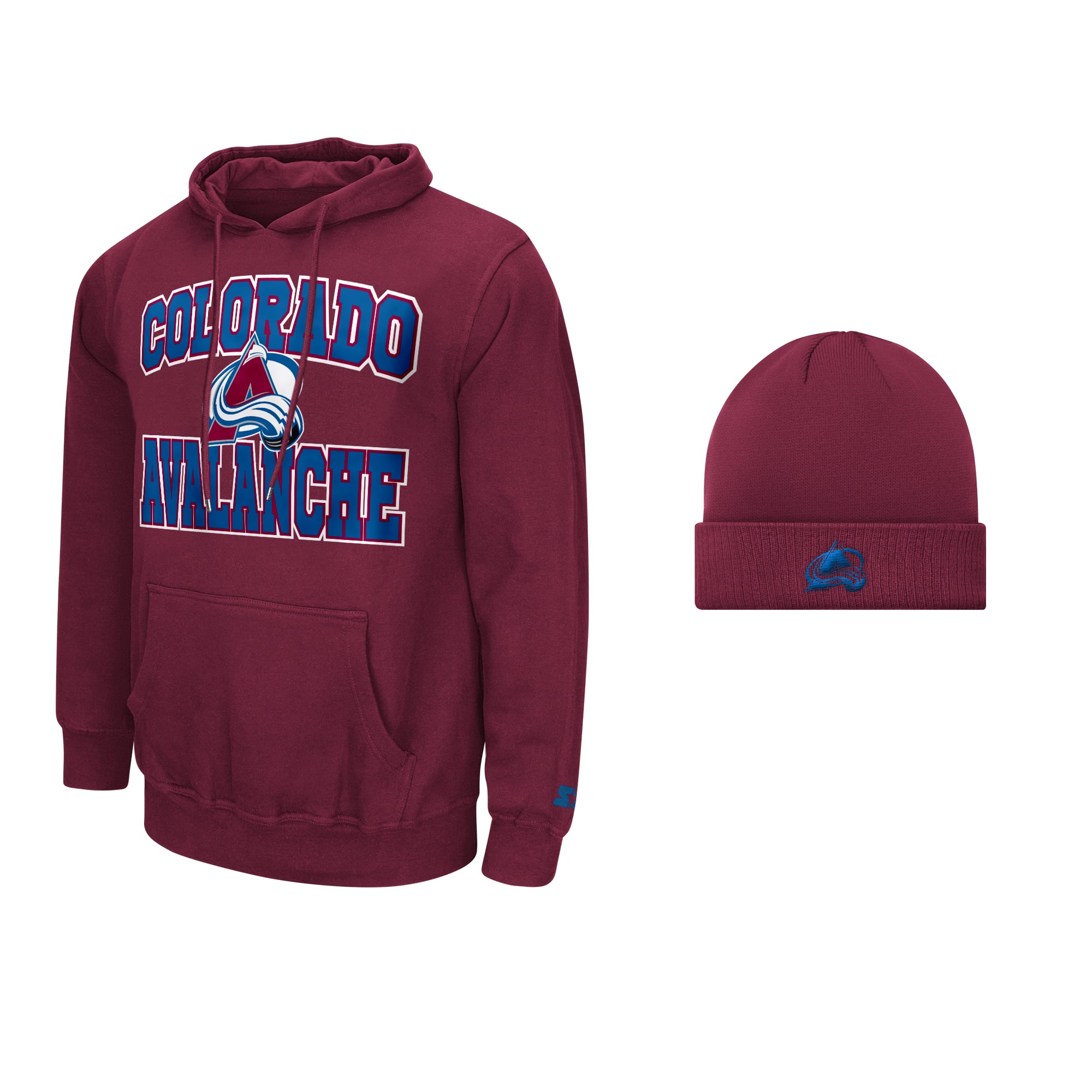 Men's Starter  Burgundy Colorado Avalanche Two-Pack Hoodie & Knit Hat Set