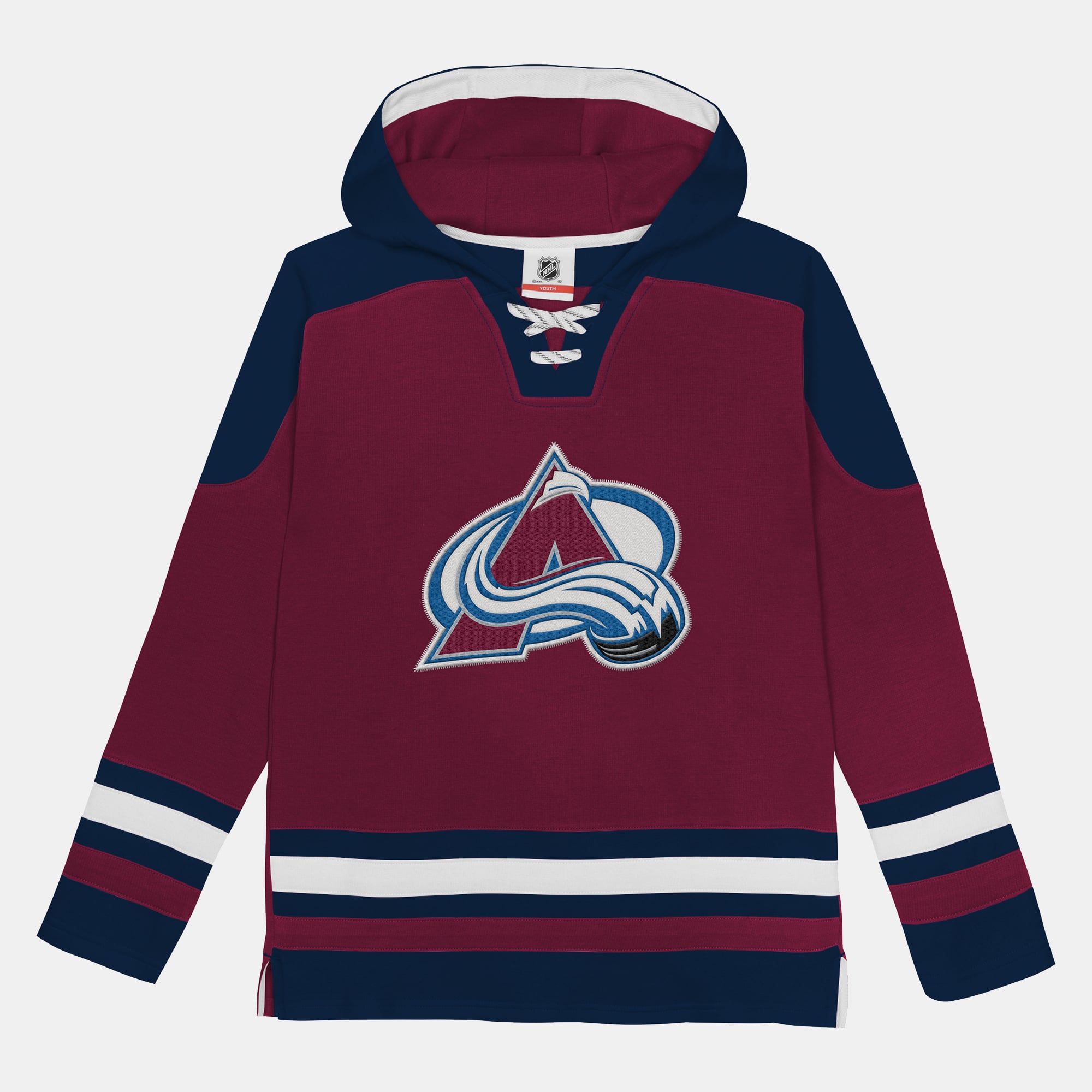 Sweat à capuche raglan col V couleur bordeaux Colorado Avalanche pour enfants d'âge préscolaire