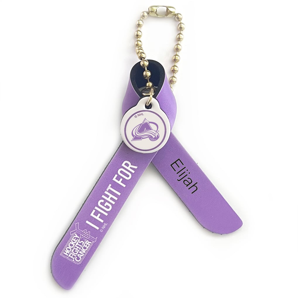 Colorado Avalanche Purple Hockey Fights Cancer Logo Personalized Ribbon Keychain