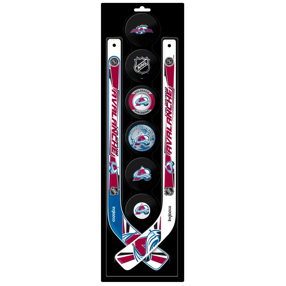 The Sports Vault Colorado Avalanche Mini Hockey Stick & Foam Puck Eight-Piece Set