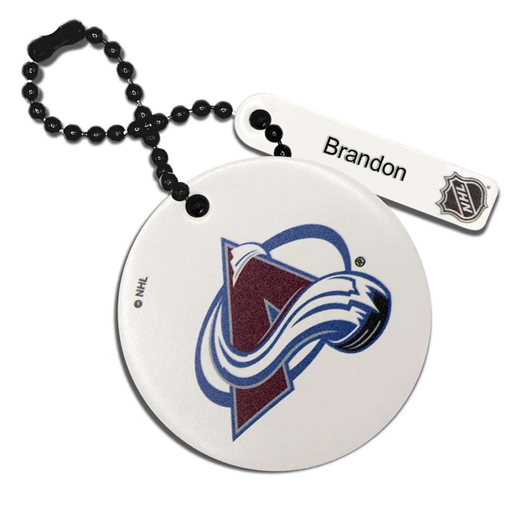 Colorado Avalanche White Logo Personalized Leather Round Bag Tag