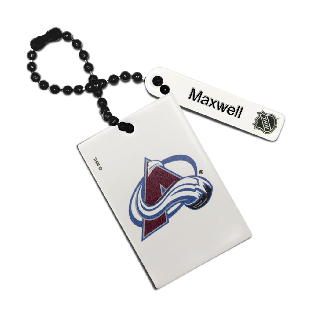 Colorado Avalanche White Personalized Leather Rectangle Bag Tag