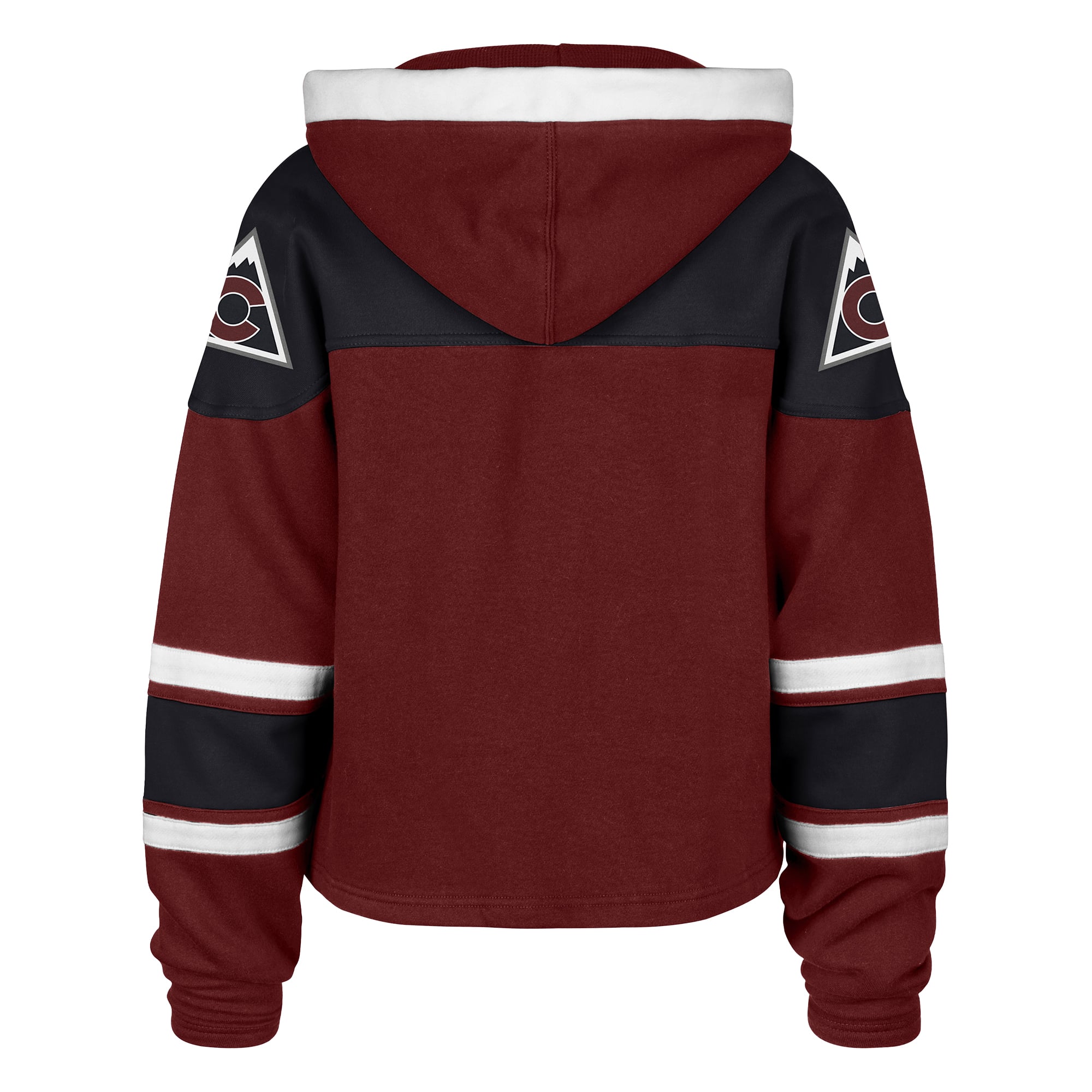 Sweat à capuche court lacets Cardinal Colorado Avalanche '47 pour femme