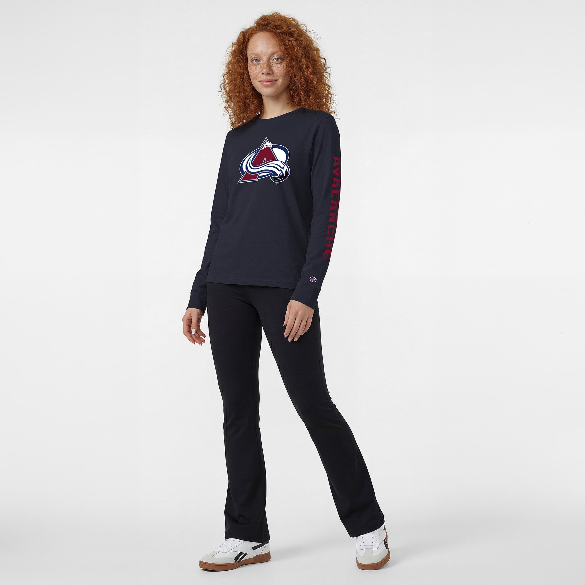T-shirt à manches longues Champion Blue pour femmes, logo de l'équipe Colorado Avalanche