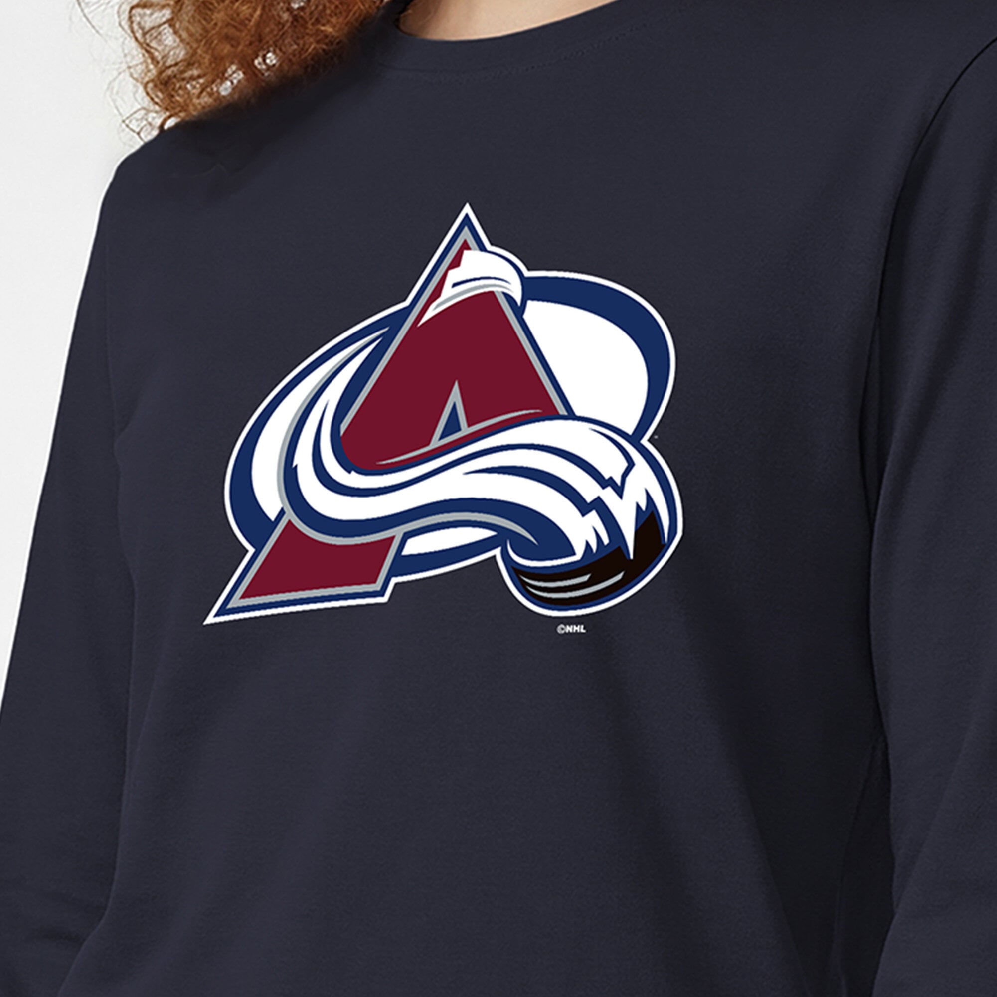 T-shirt à manches longues Champion Blue pour femmes, logo de l'équipe Colorado Avalanche