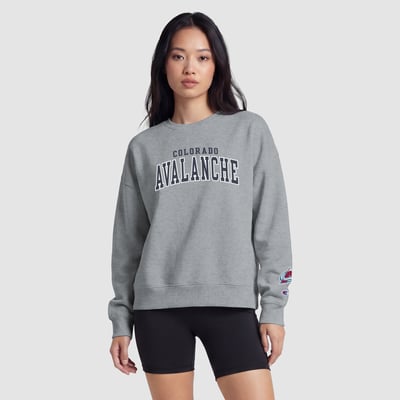 Women's Colorado Avalanche  Champion Heather Gray Applique Crewneck Sweatshirt