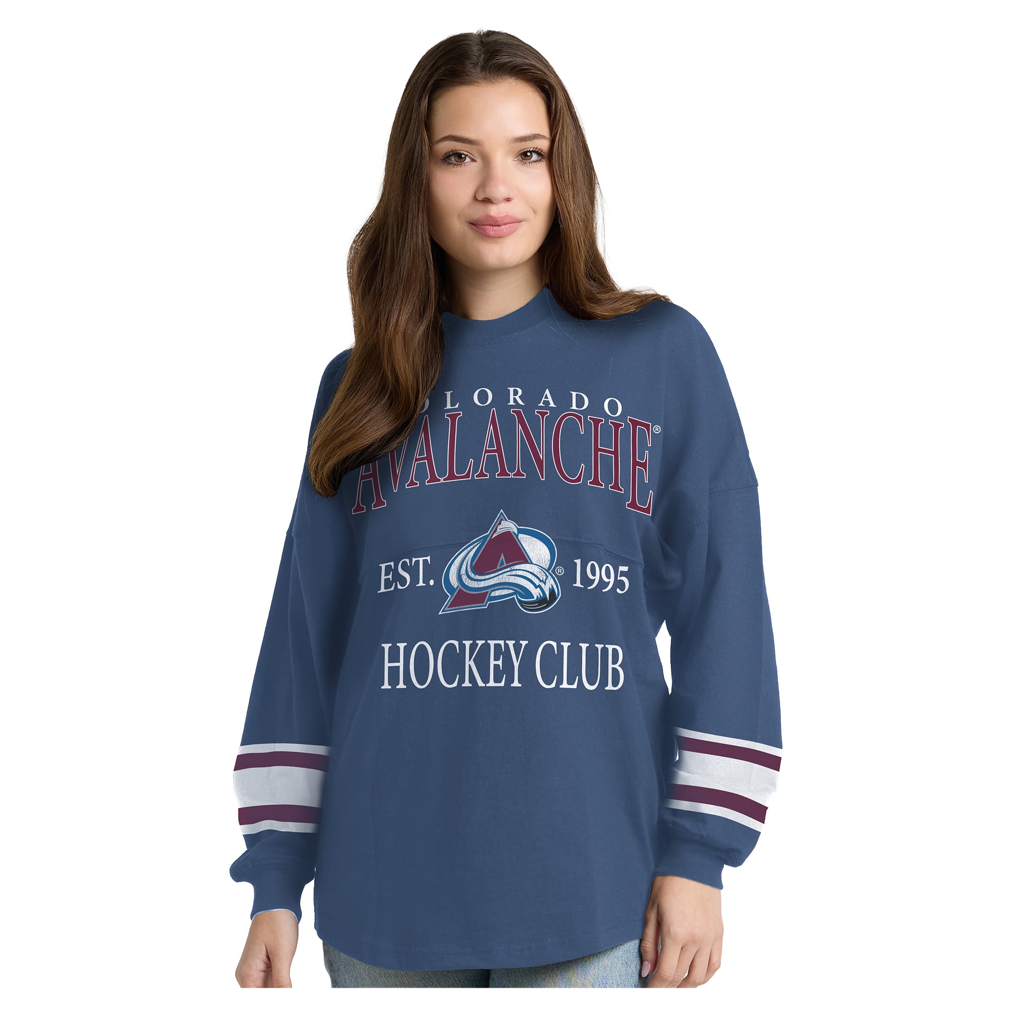 T-shirt à manches longues épais Fanatics Blue Colorado Avalanche Hockey Club Spirit Jersey pour femmes