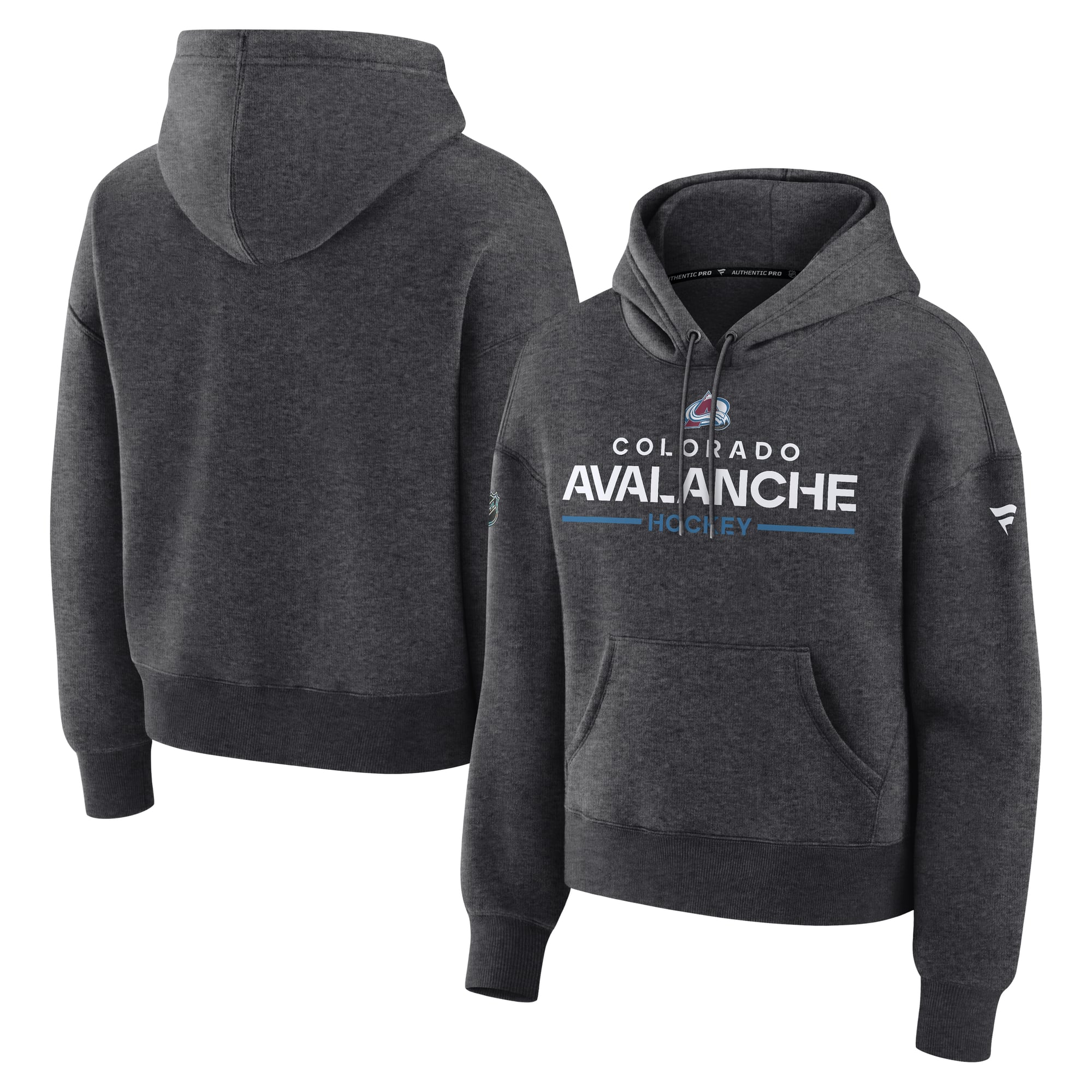 Sweat à capuche Fanatics Charcoal Colorado Avalanche Authentic Pro Primary pour femme