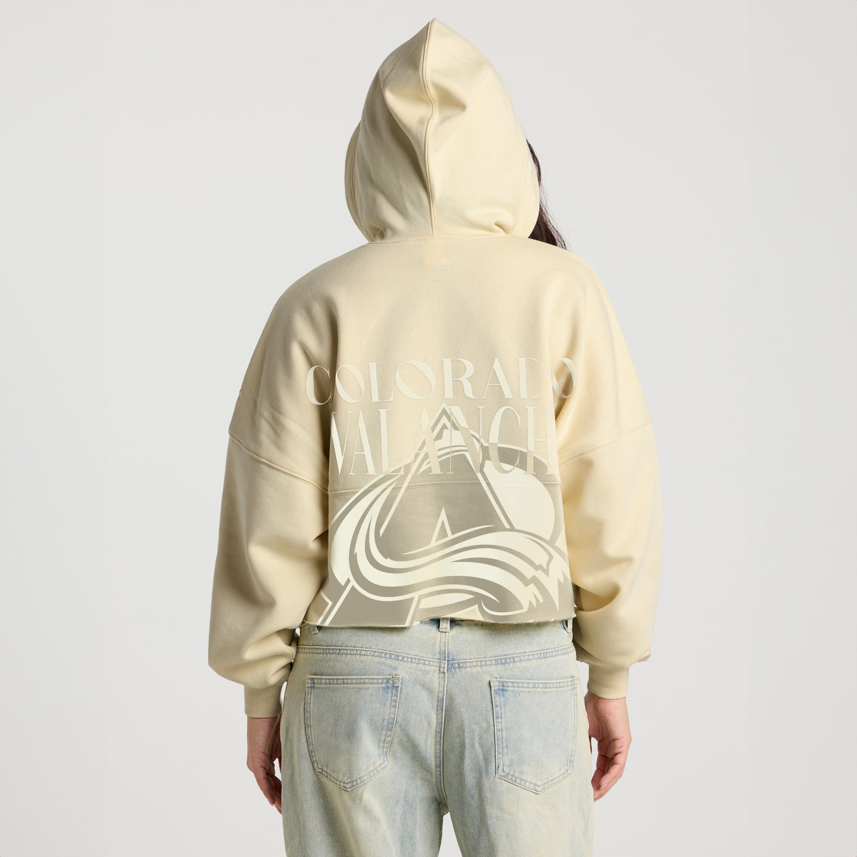 Sweat à capuche court lacets crème Colorado Avalanche pour femme de Fanatics