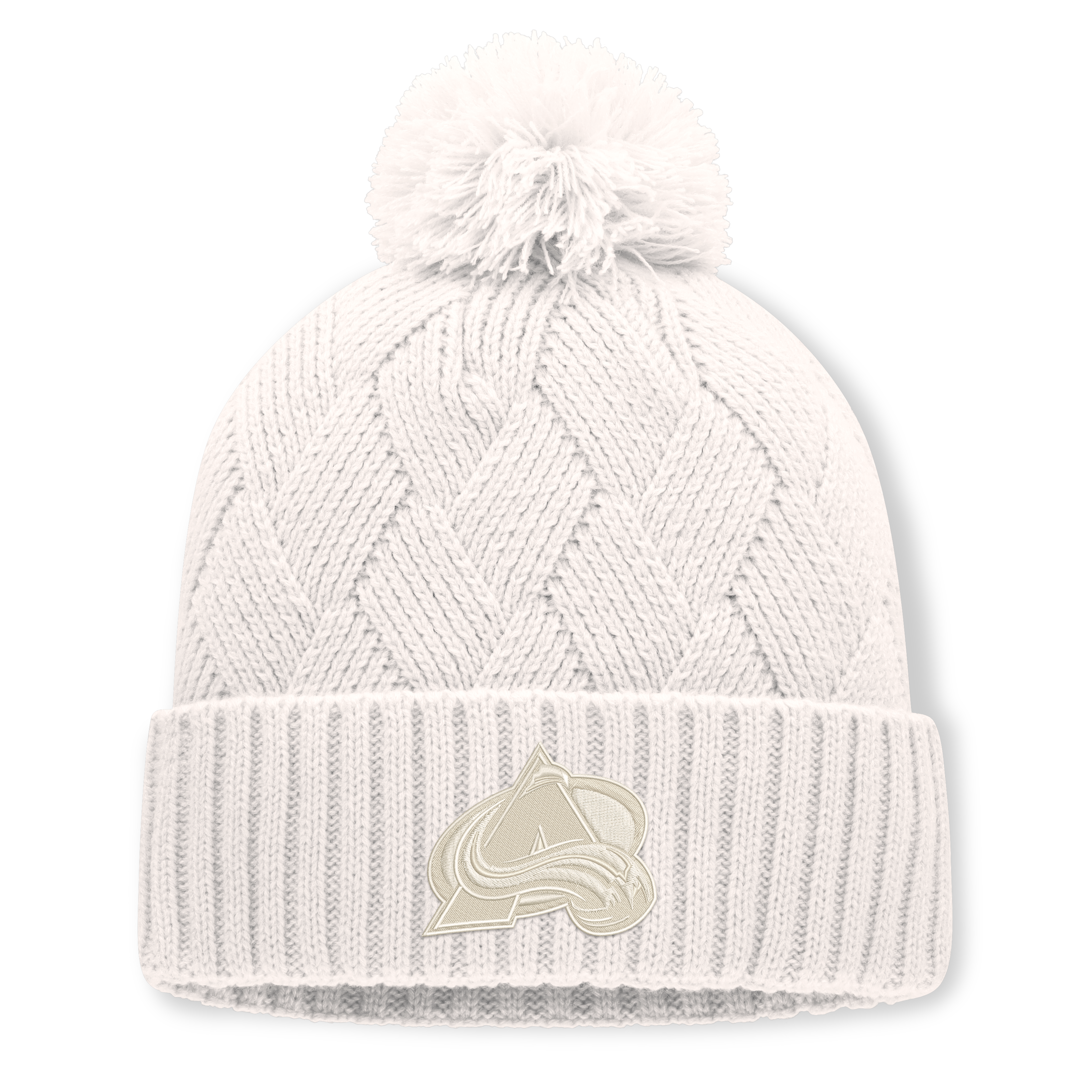 Women's Fanatics Cream Colorado Avalanche Level Up Cuffed Knit Hat with Pom