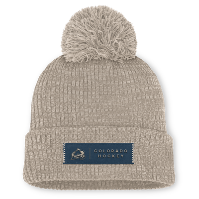 Colorado Avalanche Fanatics Women's Authentic Pro Road Cuffed Knit Hat with Pom - Light Beige