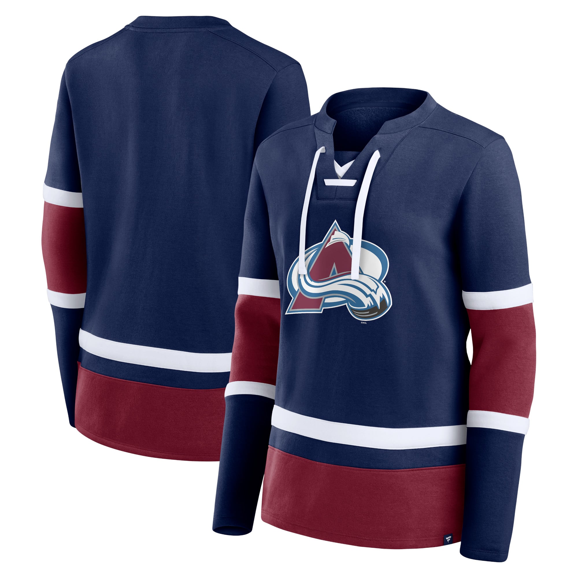Sweat-shirt à lacets Top Speed ​​pour femme, coloris marine/bordeaux, Colorado Avalanche, de la marque Fanatics.