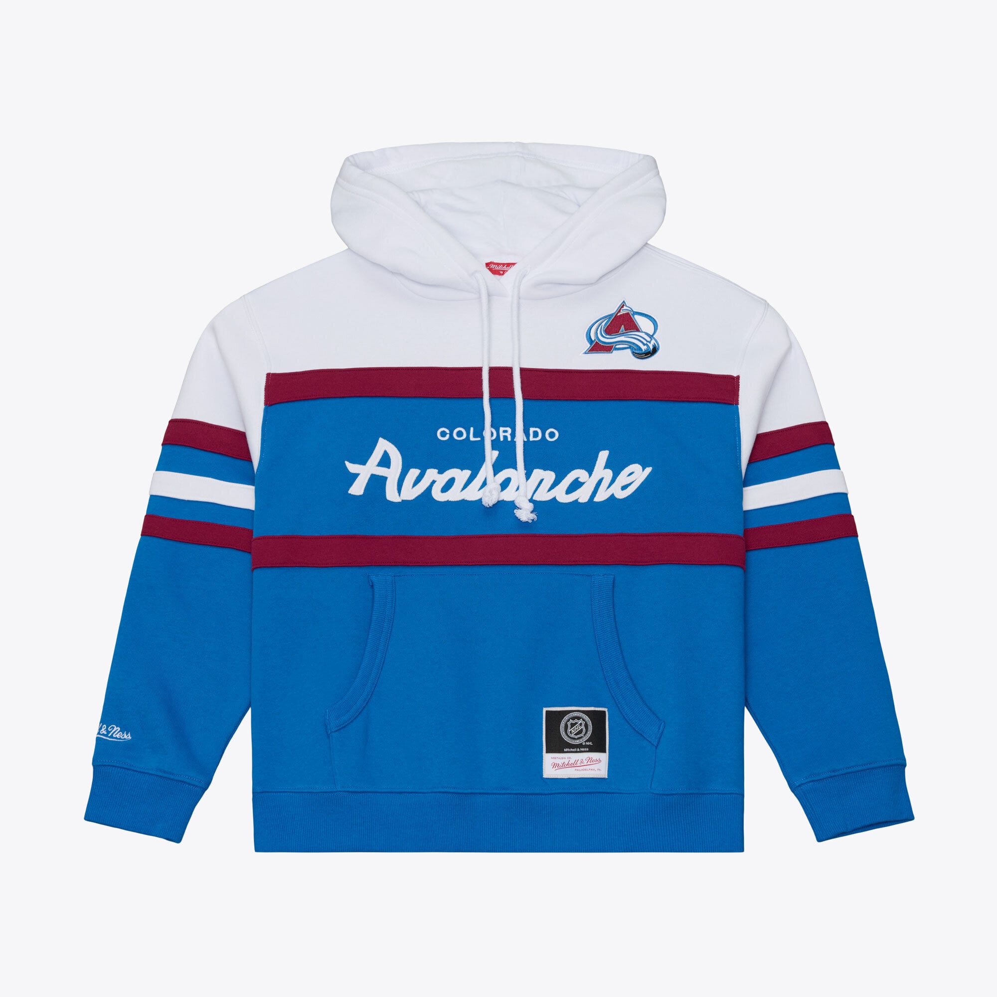 Women's Mitchell & Ness  White/Blue Colorado Avalanche Head Coach Hoodie