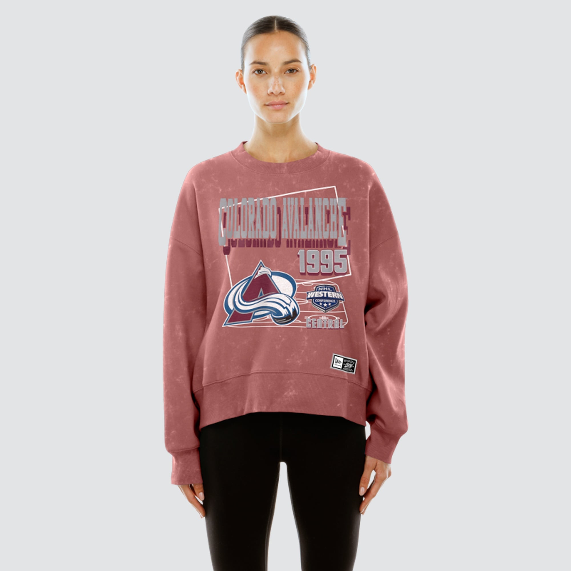 Women's New Era  Burgundy Colorado Avalanche Throwback Mineral Wash French Terry Crew Sweatshirt