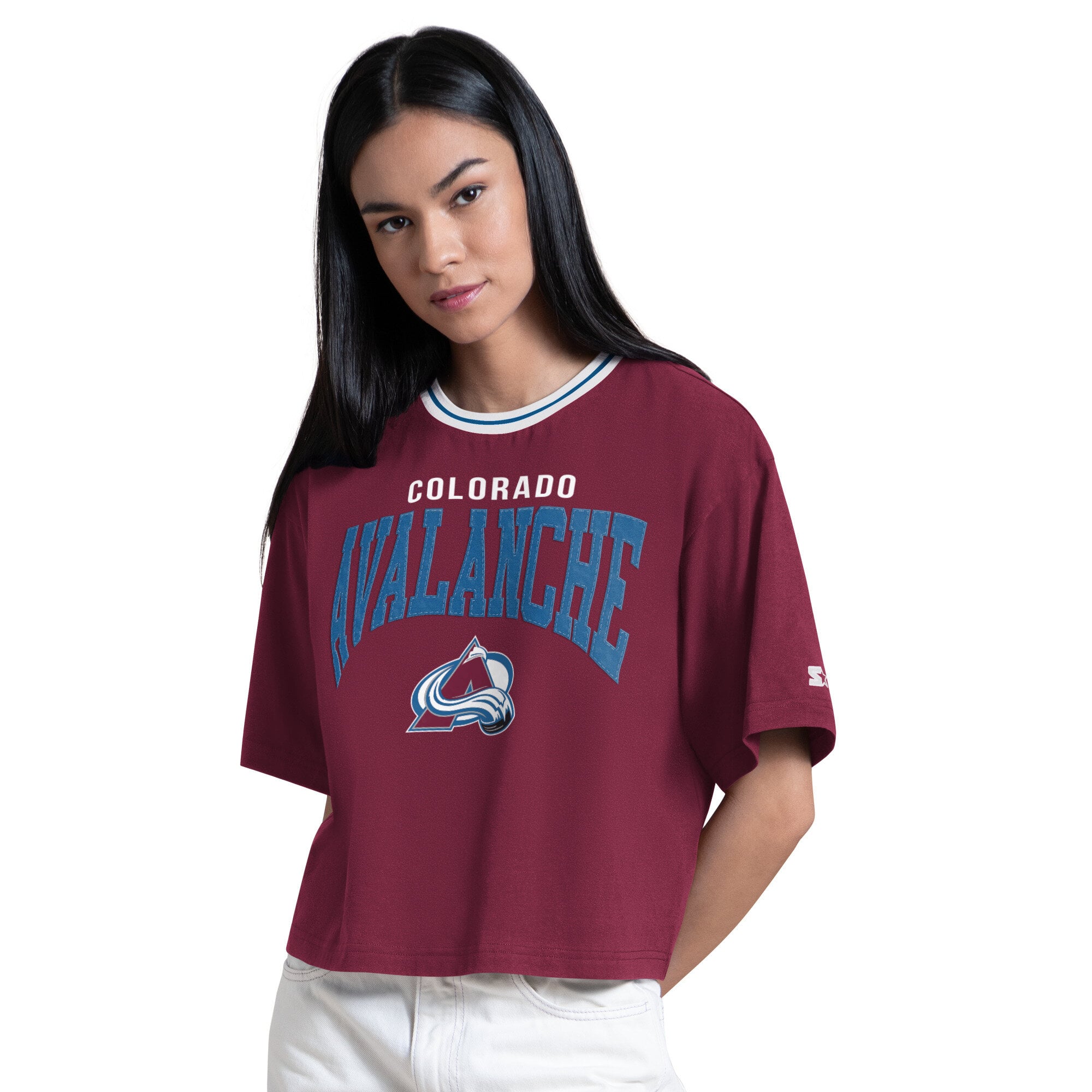 T-shirt court Starter Ace bordeaux pour femme, Colorado Avalanche