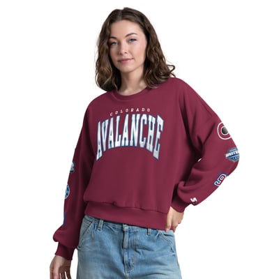 Women's Colorado Avalanche Starter Burgundy Fan Catch Applique Sleeve Print Sweatshirt