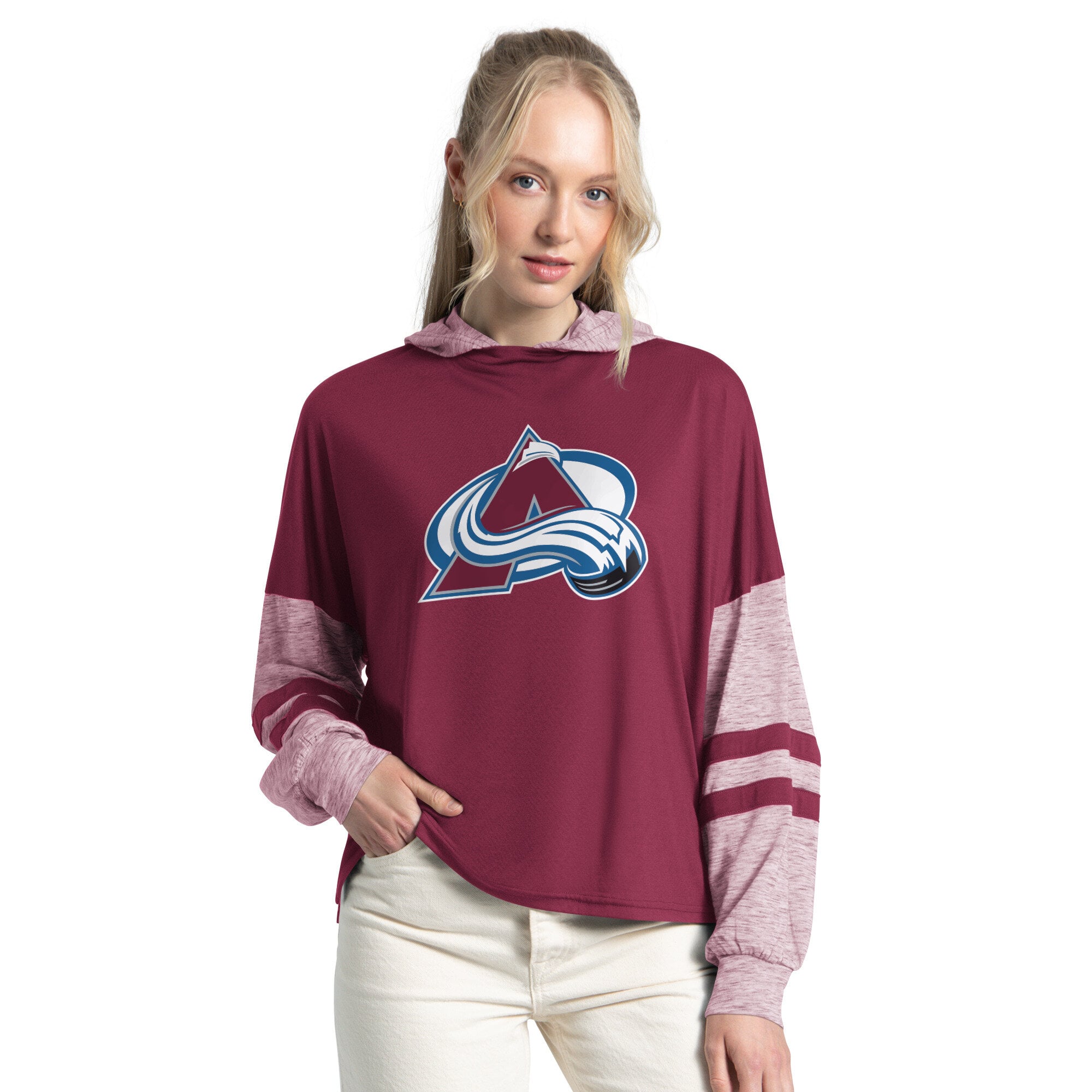 T-shirt à capuche manches longues Starter Maroon Colorado Avalanche Fuel Up pour femmes