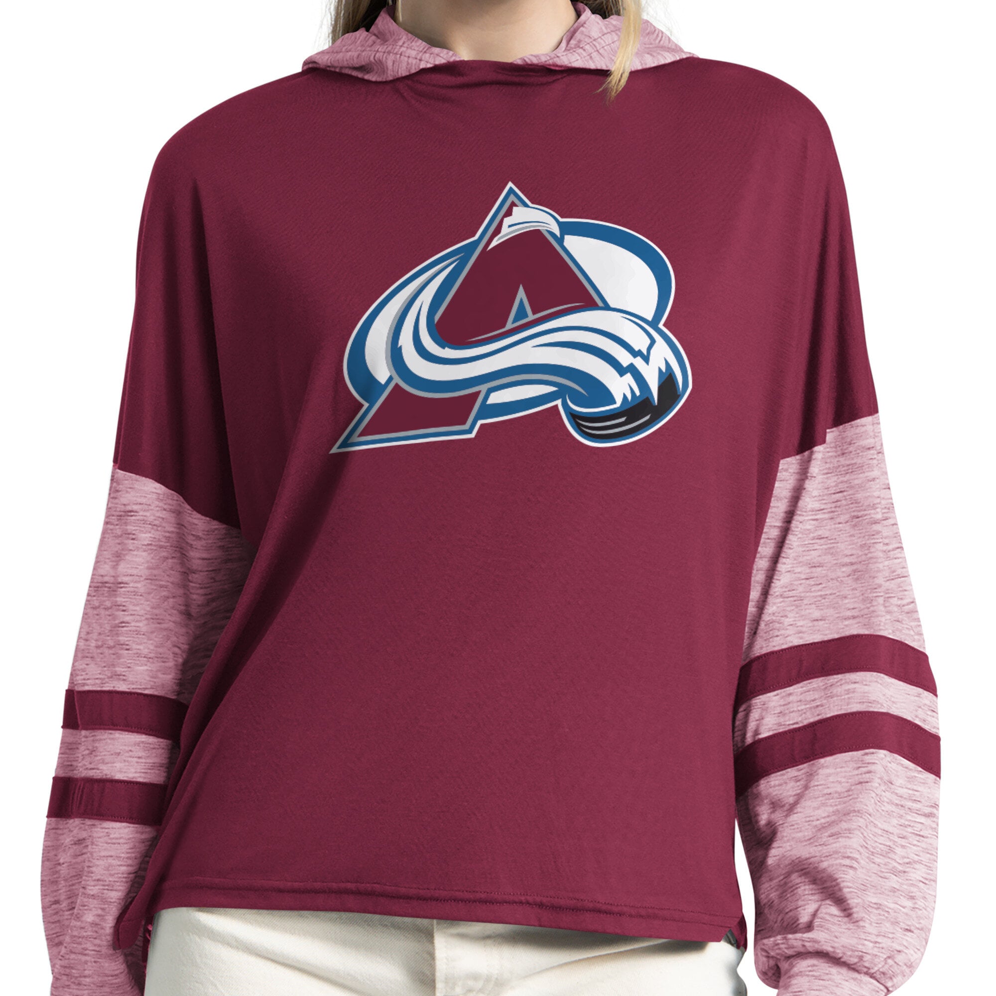 T-shirt à capuche manches longues Starter Maroon Colorado Avalanche Fuel Up pour femmes