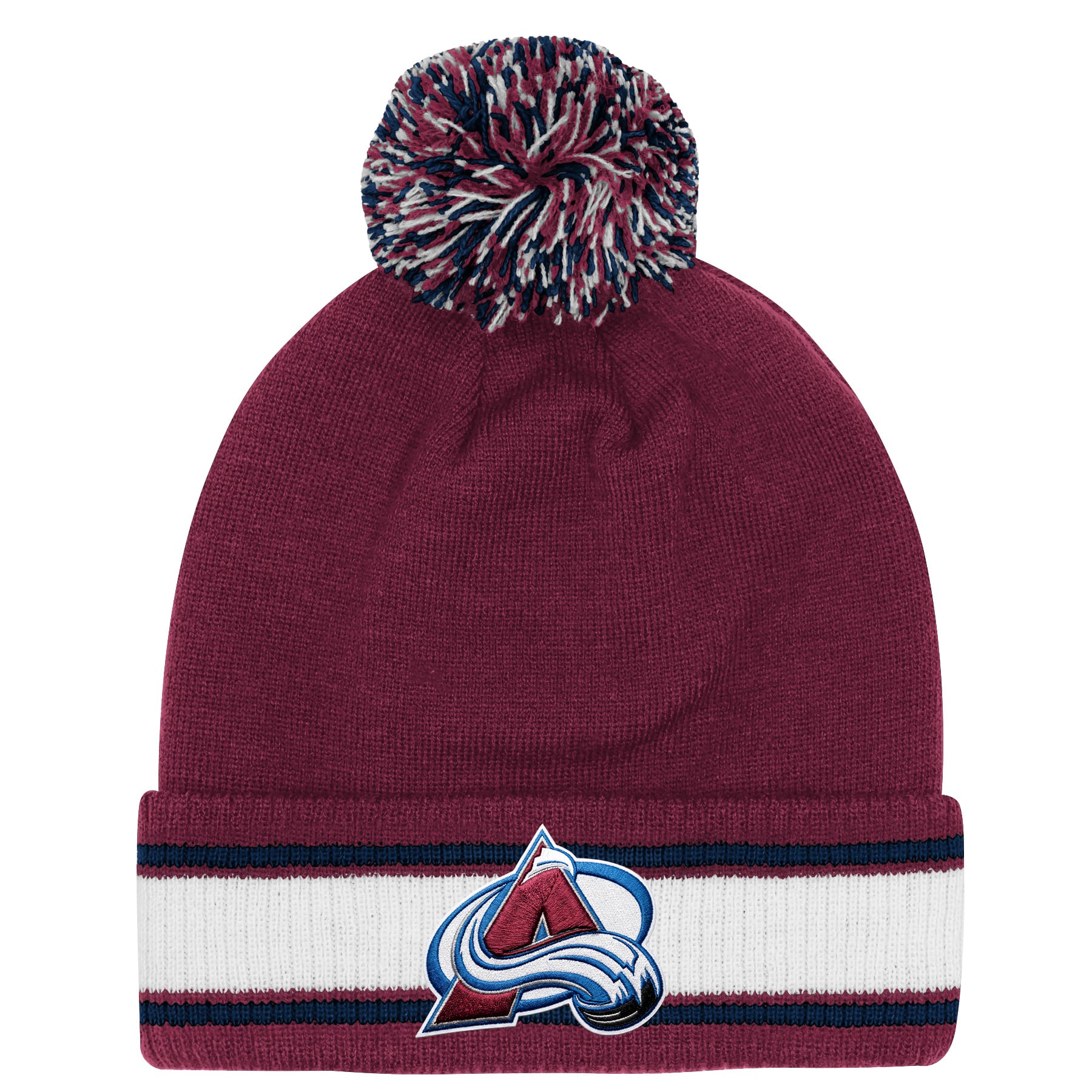 Youth Fanatics  Burgundy Colorado Avalanche Authentic Pro Cuffed Knit Hat with Pom