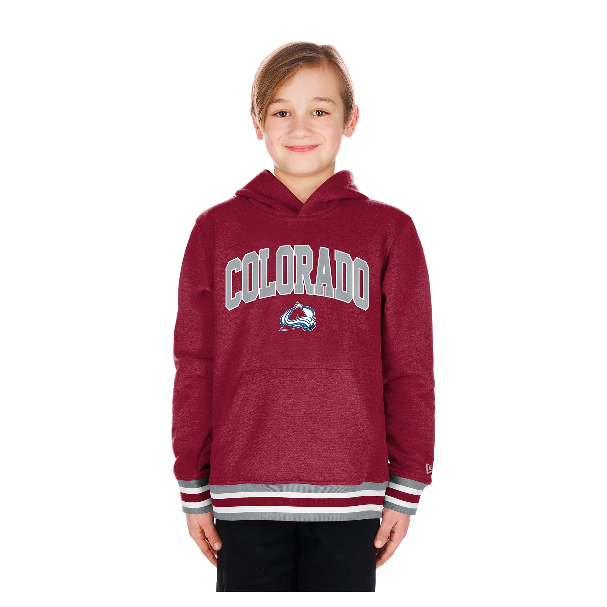Youth New Era Burgundy Colorado Avalanche Knit Trim Pullover Hoodie