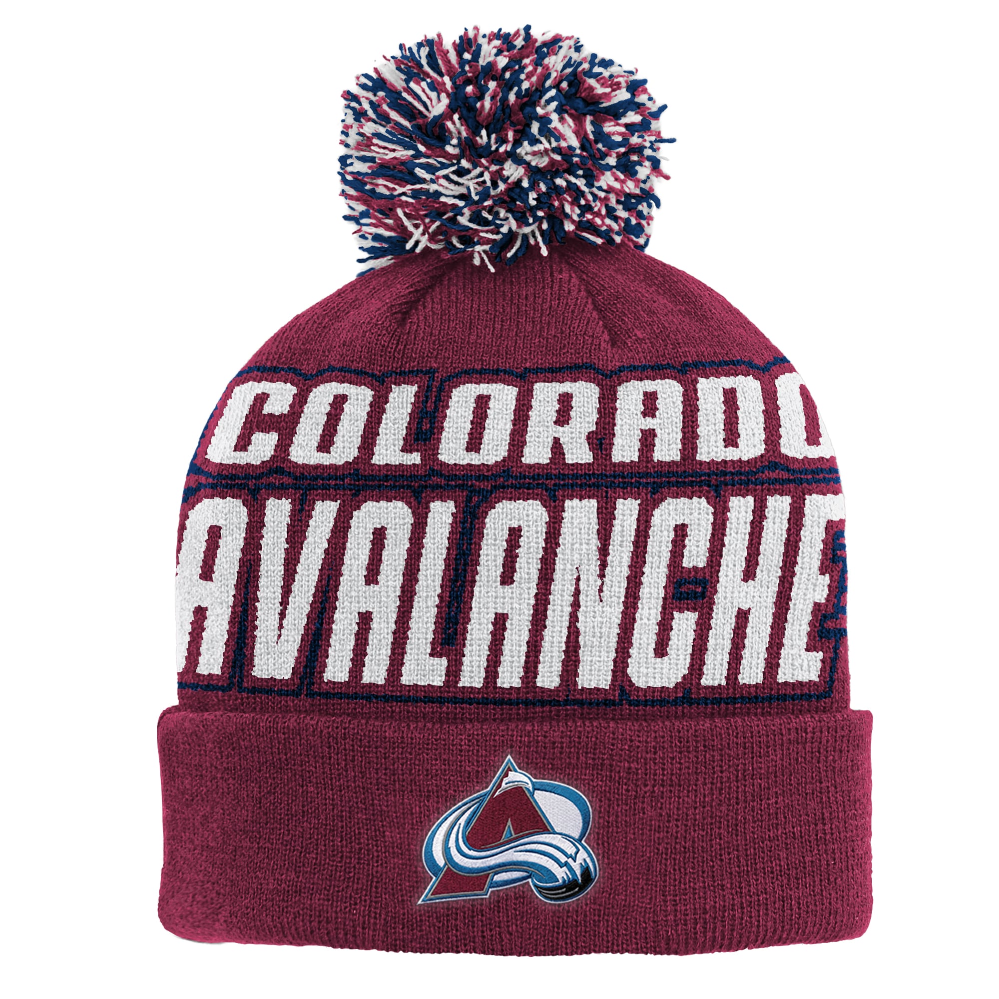 Bonnet tricoté à revers bordeaux Colorado Avalanche pour enfant Outerstuff avec pompon