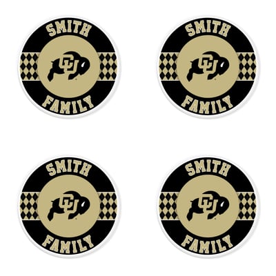 Colorado Buffaloes 4" Personalized Circular Coasters 4-Pack Set