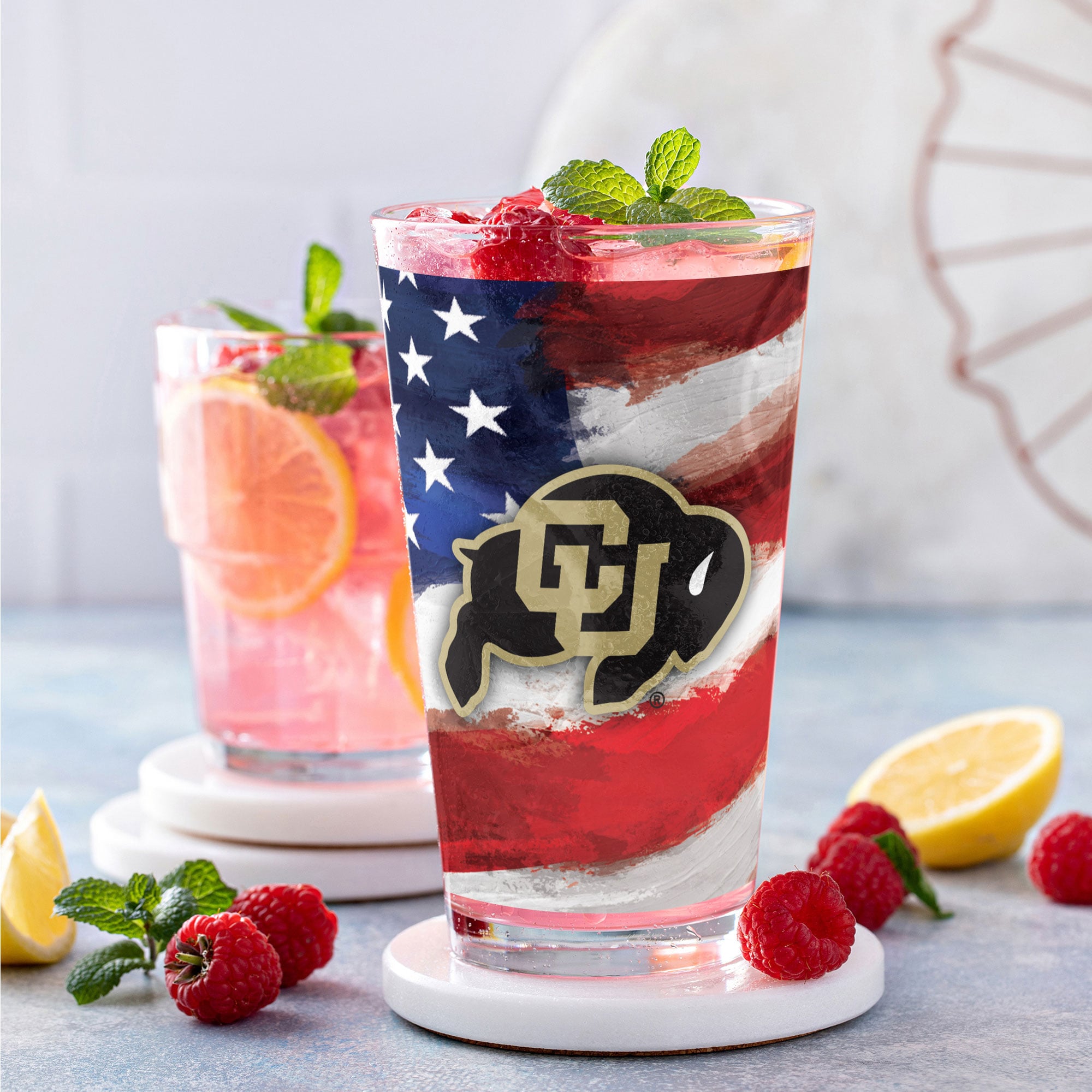 Ensemble de deux verres à bière Colorado Buffaloes de style américain de 473 ml (16 oz).