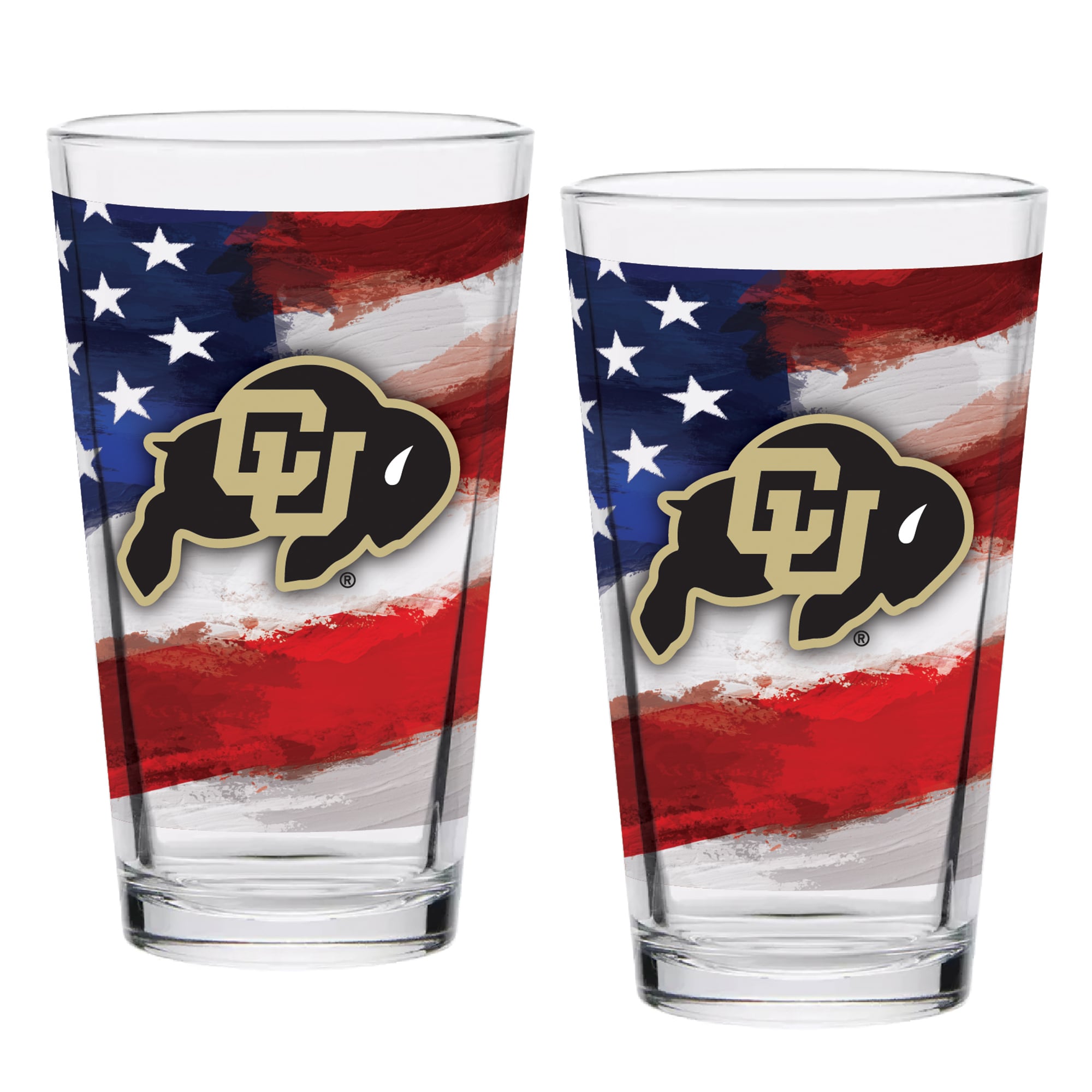 Ensemble de deux verres à bière Colorado Buffaloes de style américain de 473 ml (16 oz).