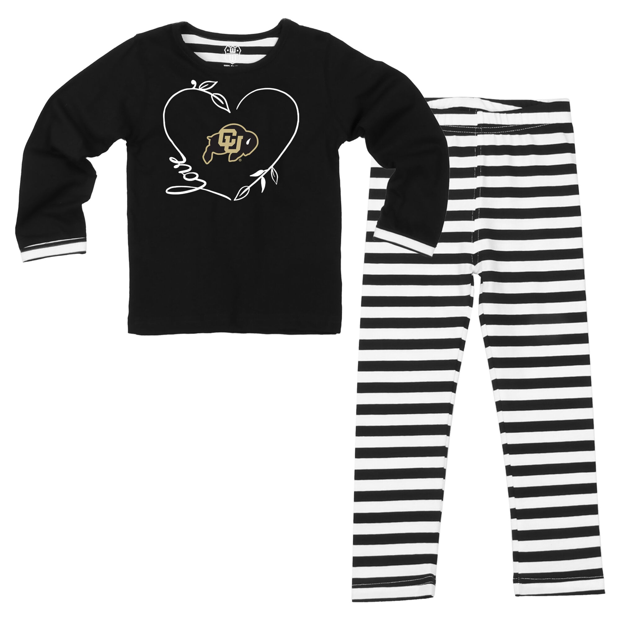 Ensemble 2 pièces pour petites filles Wes & Willy Black Colorado Buffaloes : haut à manches longues et pantalon