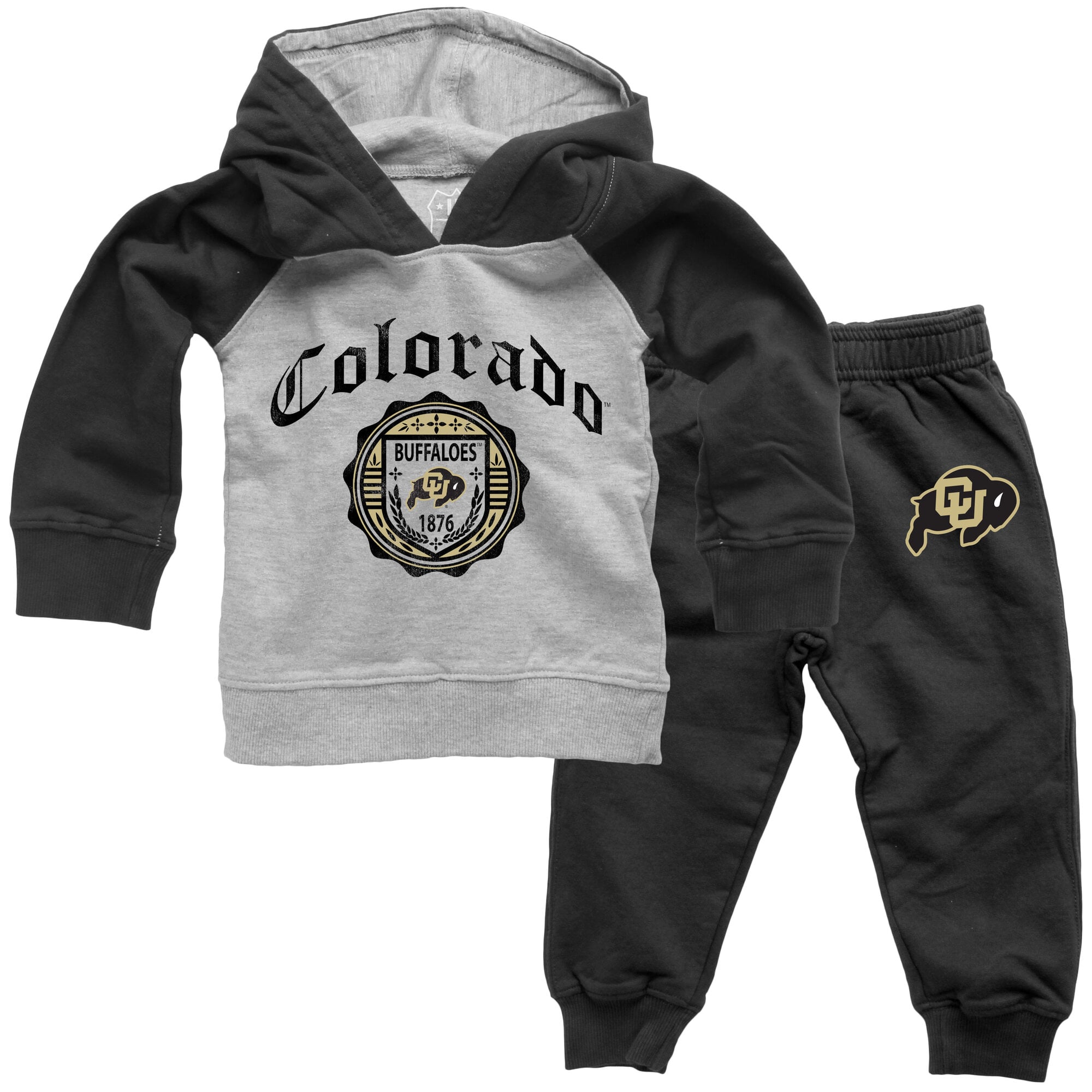 Infant Wes & Willy Black Colorado Buffaloes Raglan Hoodie and Sweatpants Set