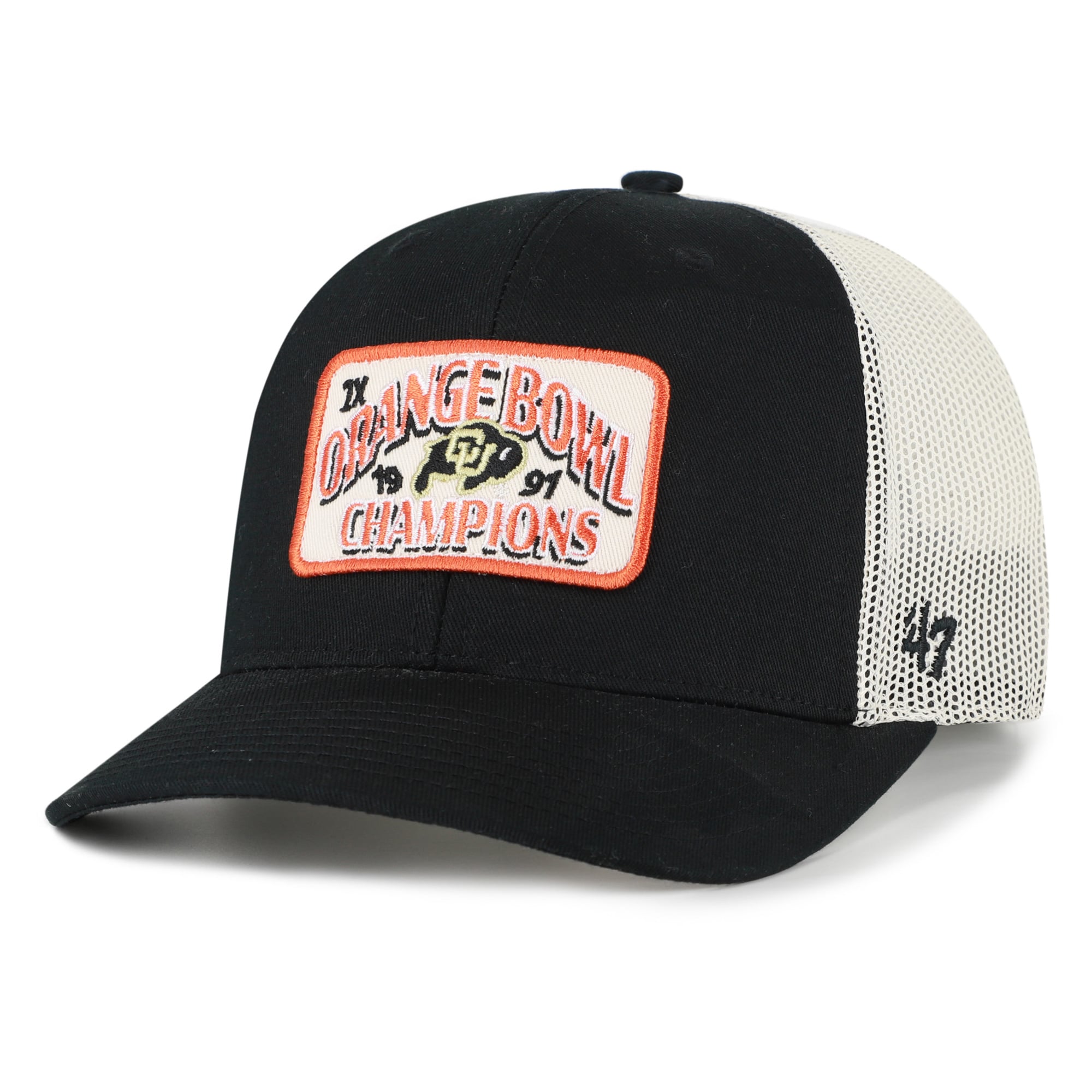 Casquette trucker ajustable pour homme, modèle 47, Colorado Buffaloes, champions de l'Orange Bowl, noire.