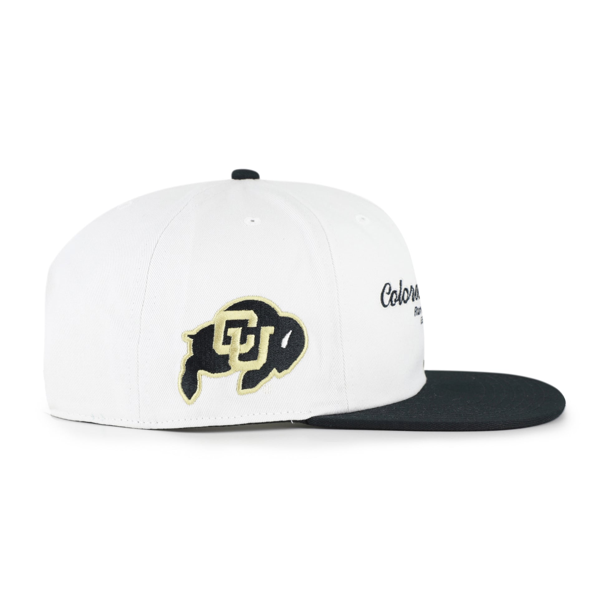 Casquette homme '47 Colorado Buffaloes Script Stack Relaxed Captain ajustable blanche et noire