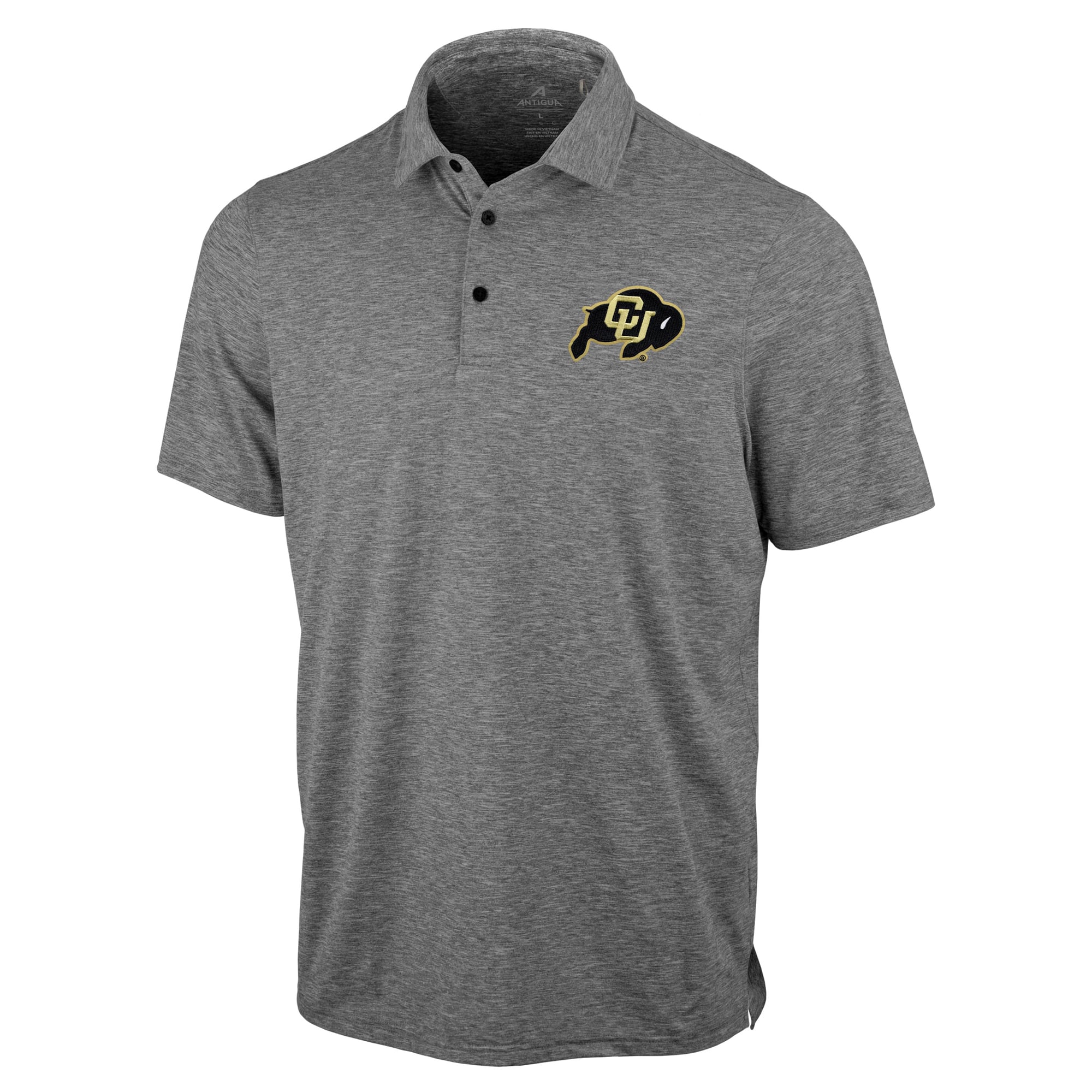 Polo statique Antigua Heather Black Colorado Buffaloes pour homme
