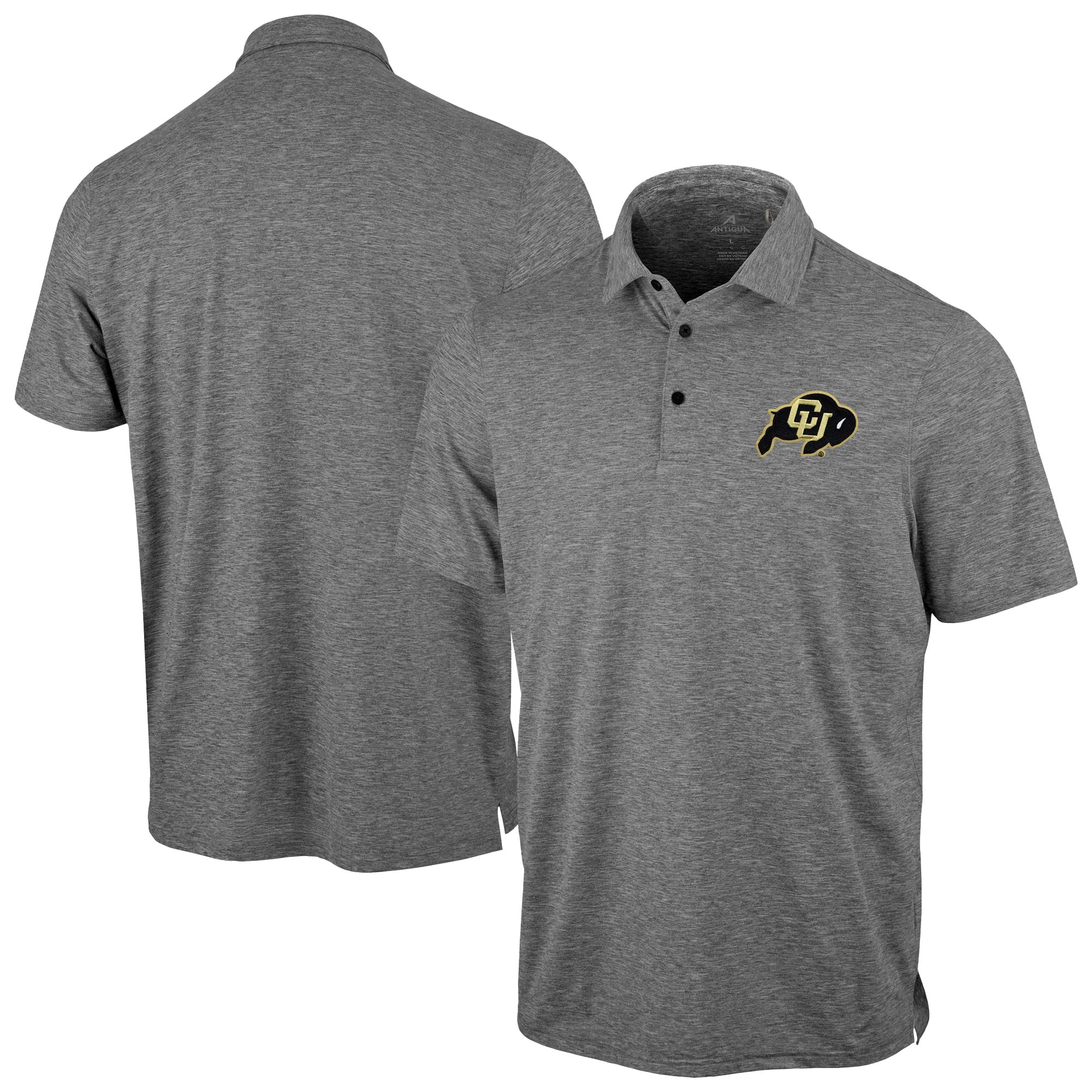 Men's Antigua Heather Black Colorado Buffaloes Static Polo