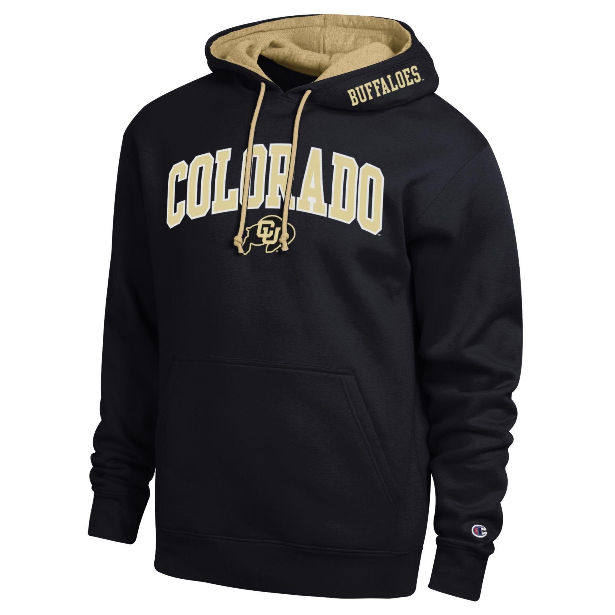 Sweat à capuche Champion noir Colorado Buffaloes Arch Tackle en sergé pour homme