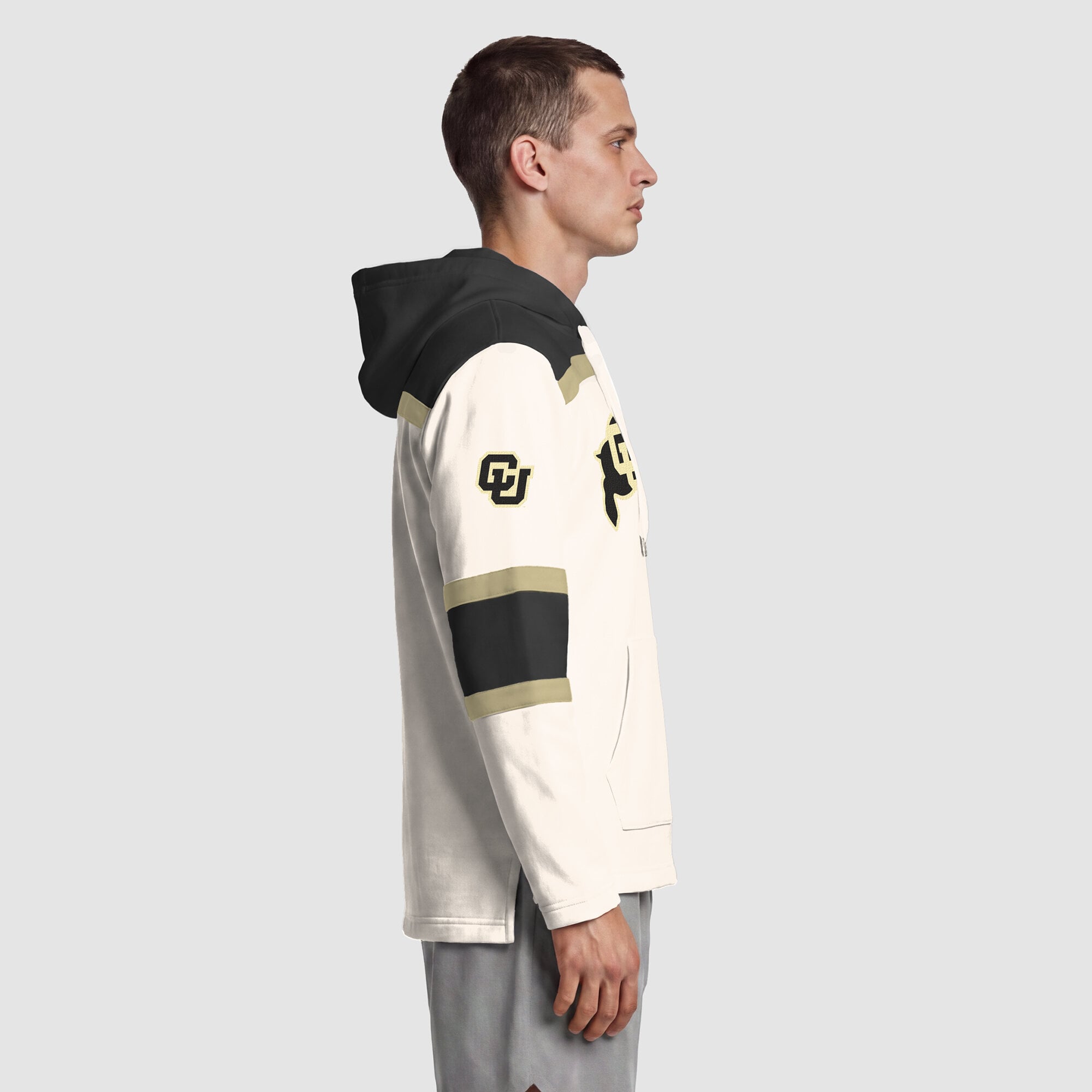 Sweat à capuche en polaire crème Champion Colorado Buffaloes Lacer pour homme